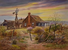 "WAGON WHEEL" WARREN HUNTER (1904-1993) TEXAS LANDSCAPE RANCH