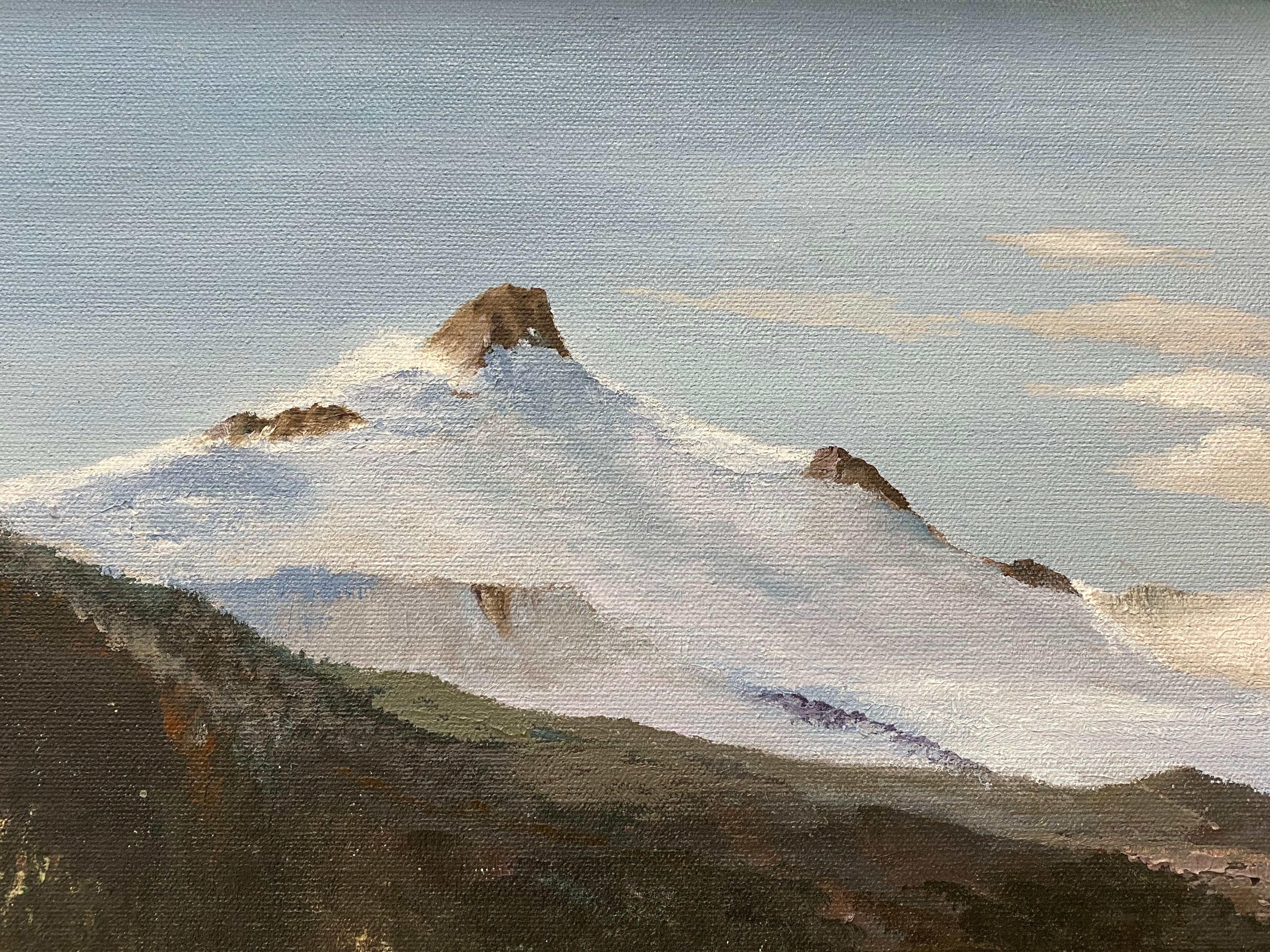 Warren Hunter Western Landscape Oil Painting with Native American Indians c.1970 5