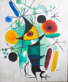 Warren in the Manner Of Miro - Contemporary Oil, Joy