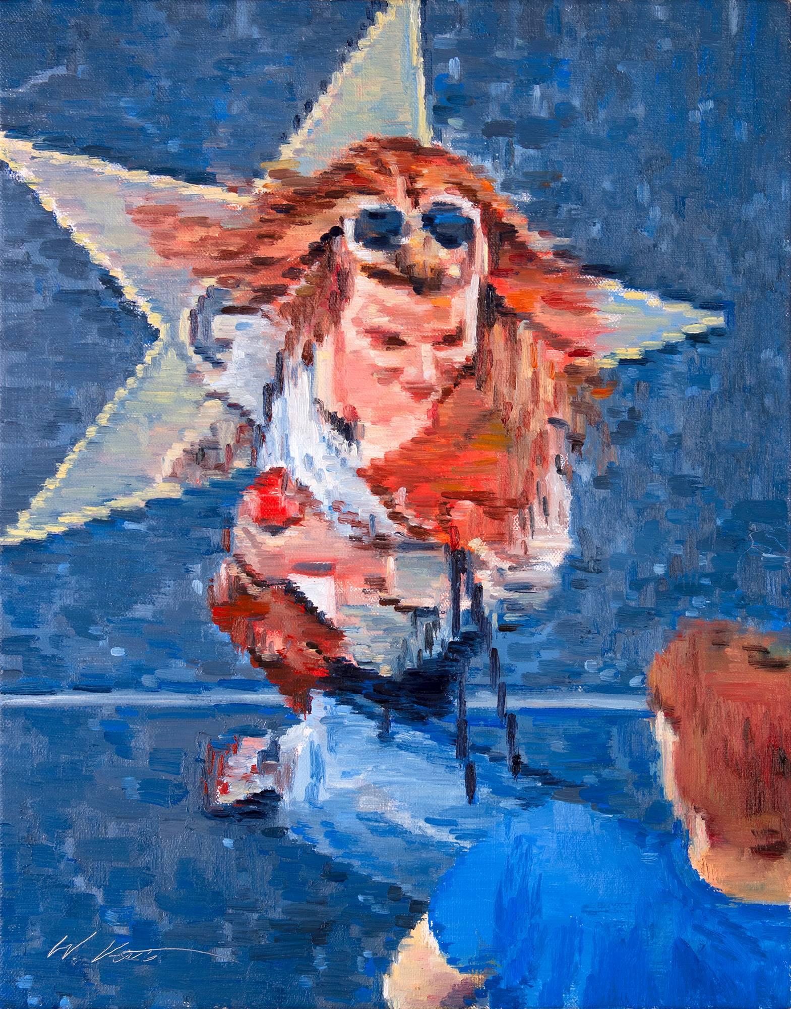 Warren Keating Portrait Painting - Blonde Taking Photo with Star on Hollywood Boulevard #2