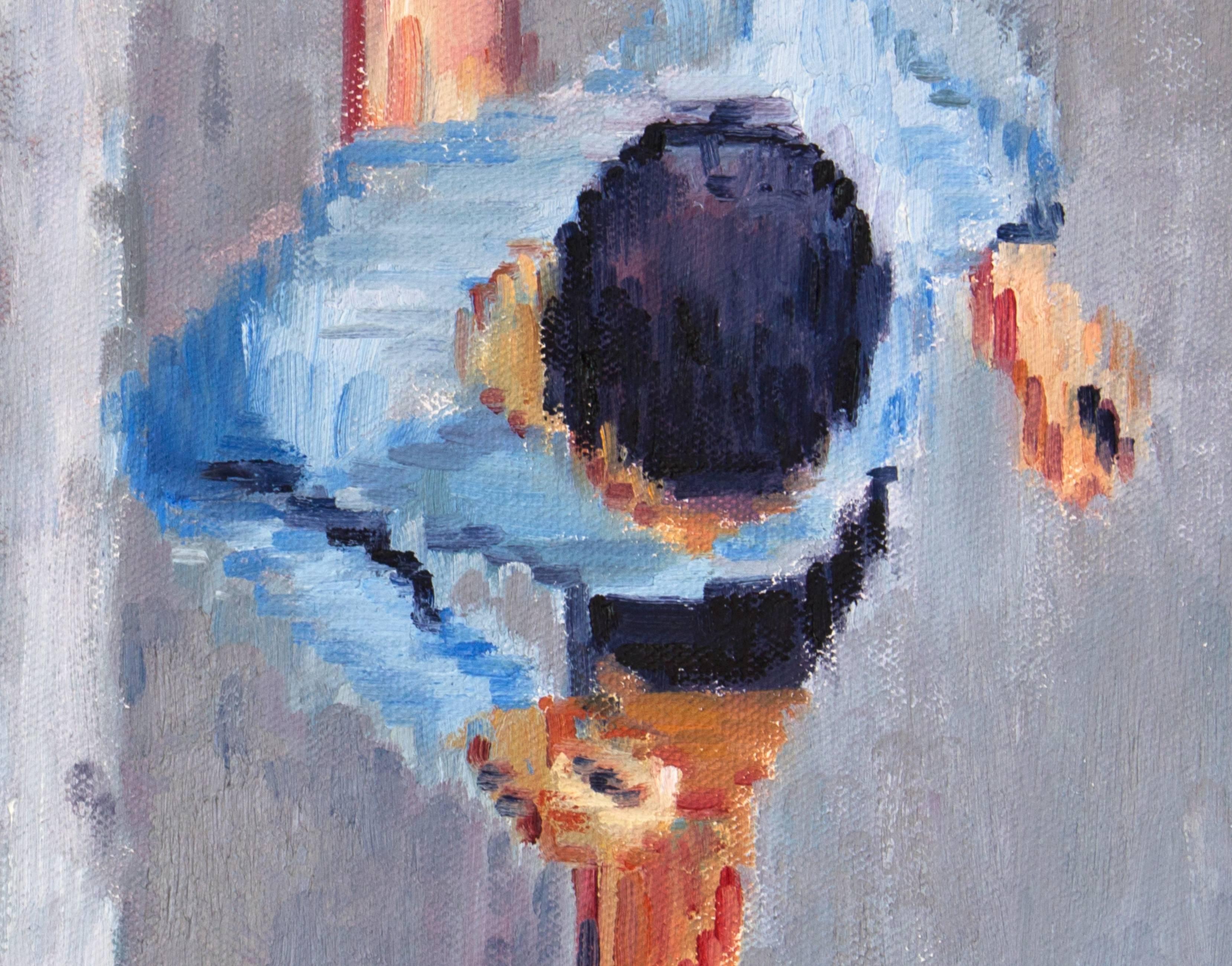 Coppia che corre insieme - Portrait Painting Grigio di Warren Keating