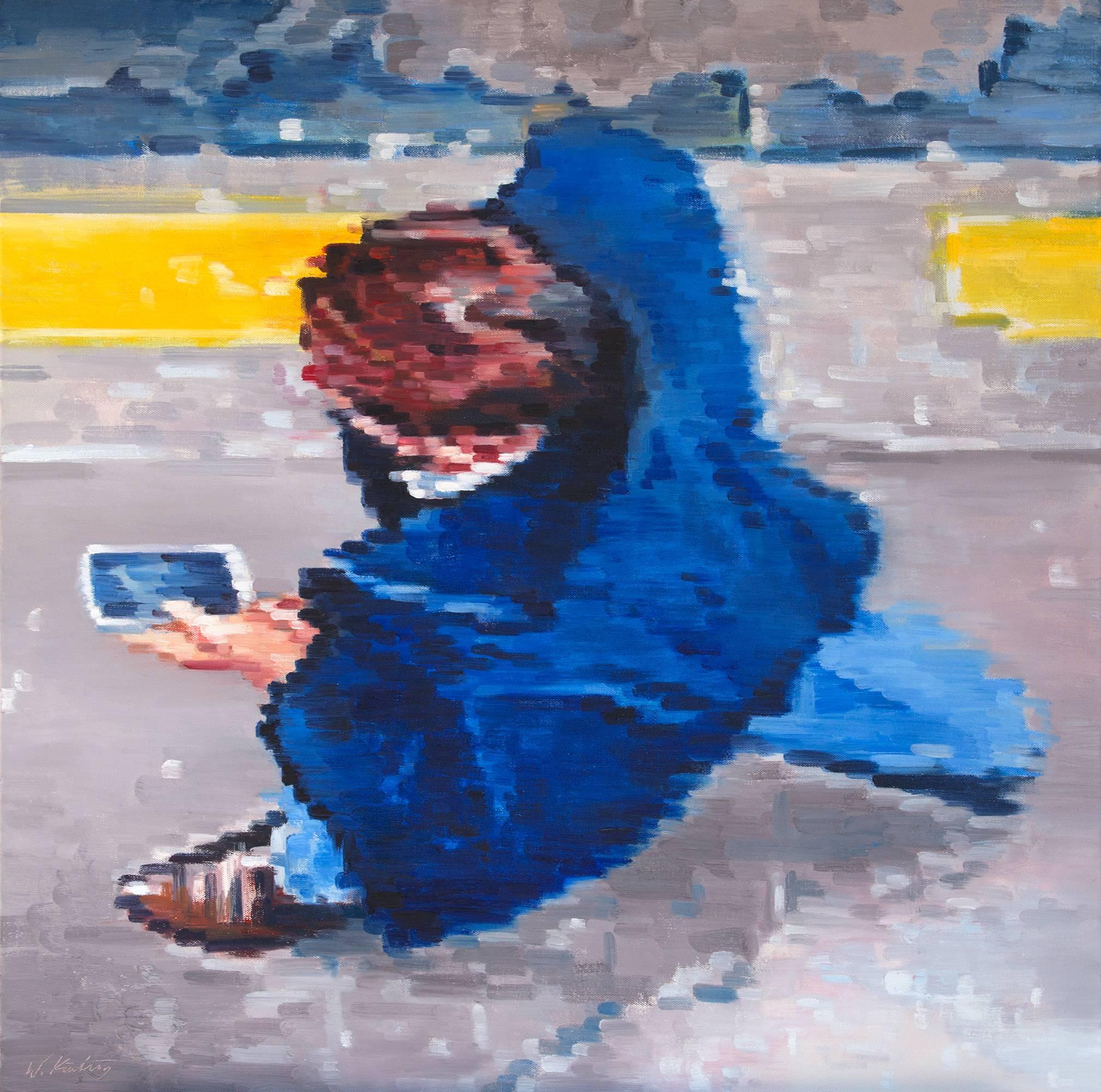 Warren Keating Portrait Painting - Cowboy Boots and Cell Phone, Oil Painting