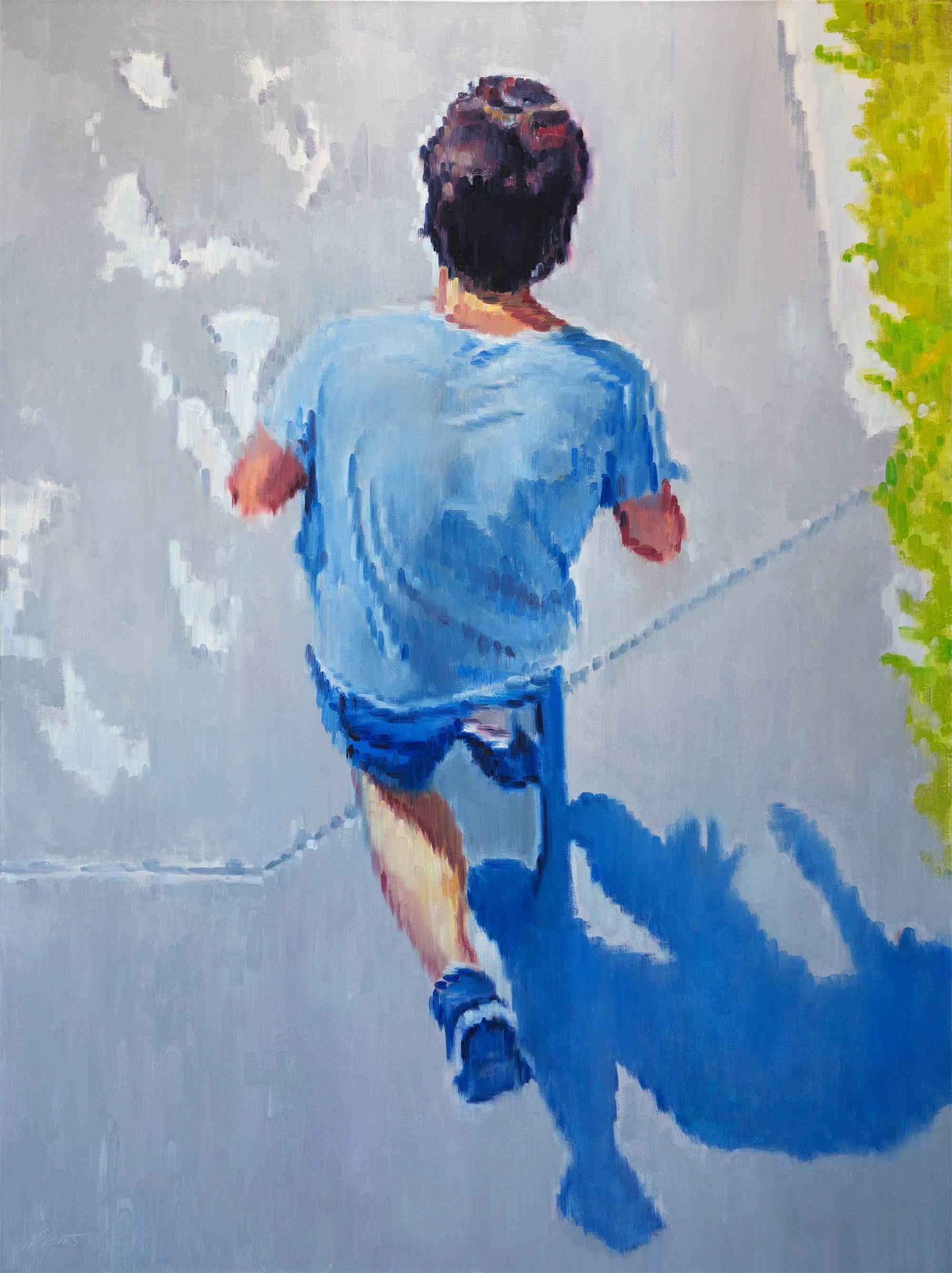 Portrait Painting di Warren Keating - Man Riding Skateboard on Santa Monica Boardwalk