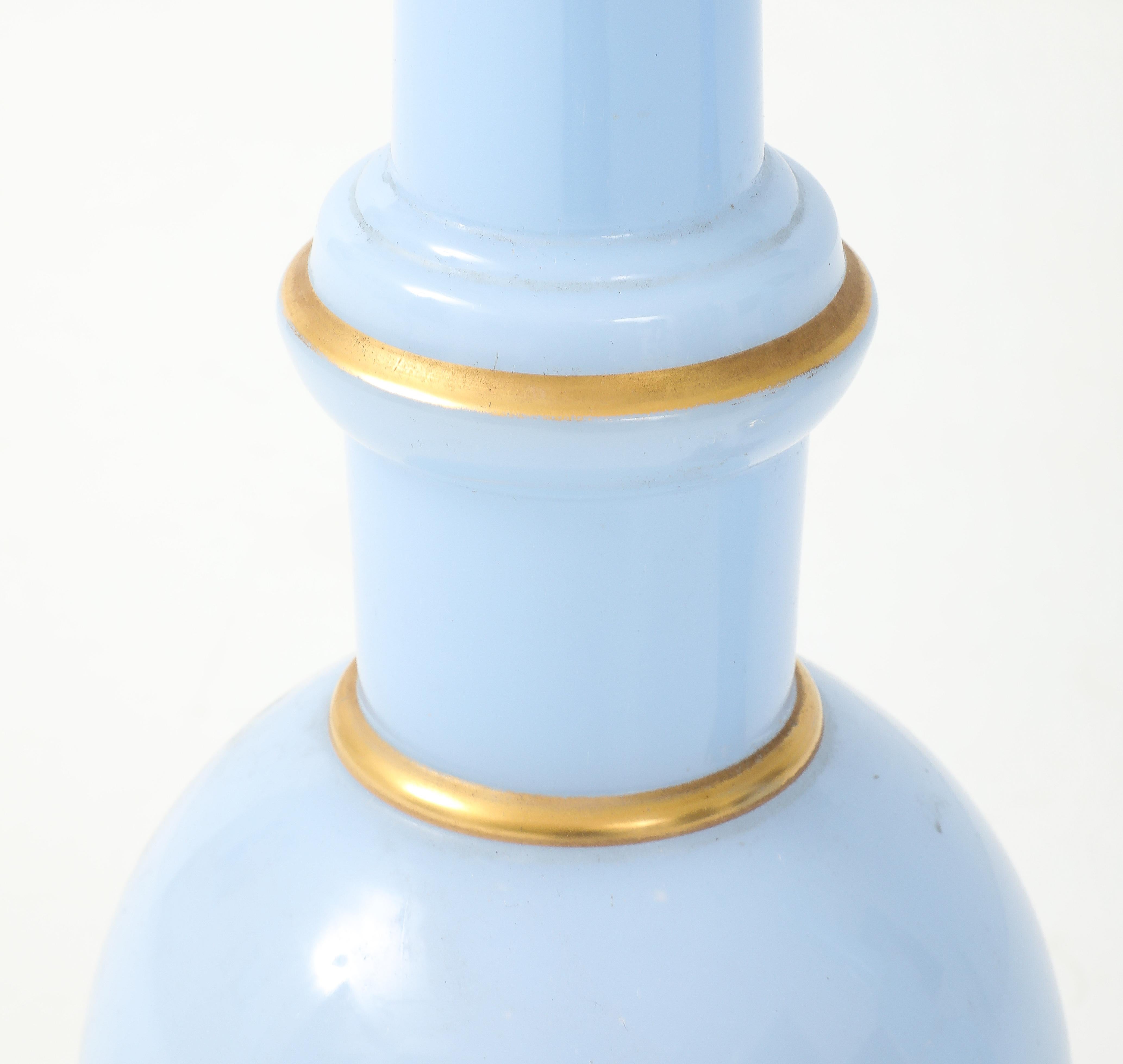 Warren Kessler Blue Glass And Brass 1950's Table Lamps For Sale 2