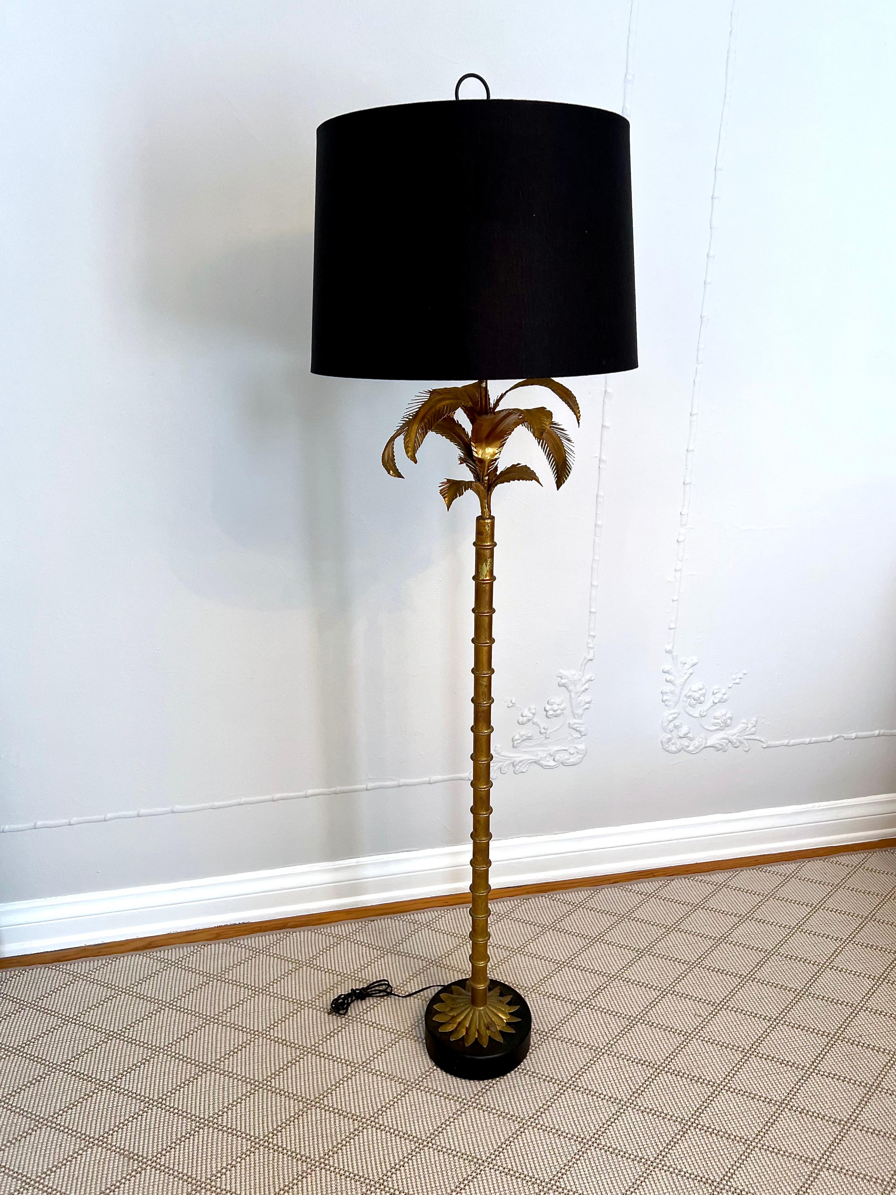 Warren Kessler Brass Hollywood Regency Bamboo and Palm Floor Lamp 4
