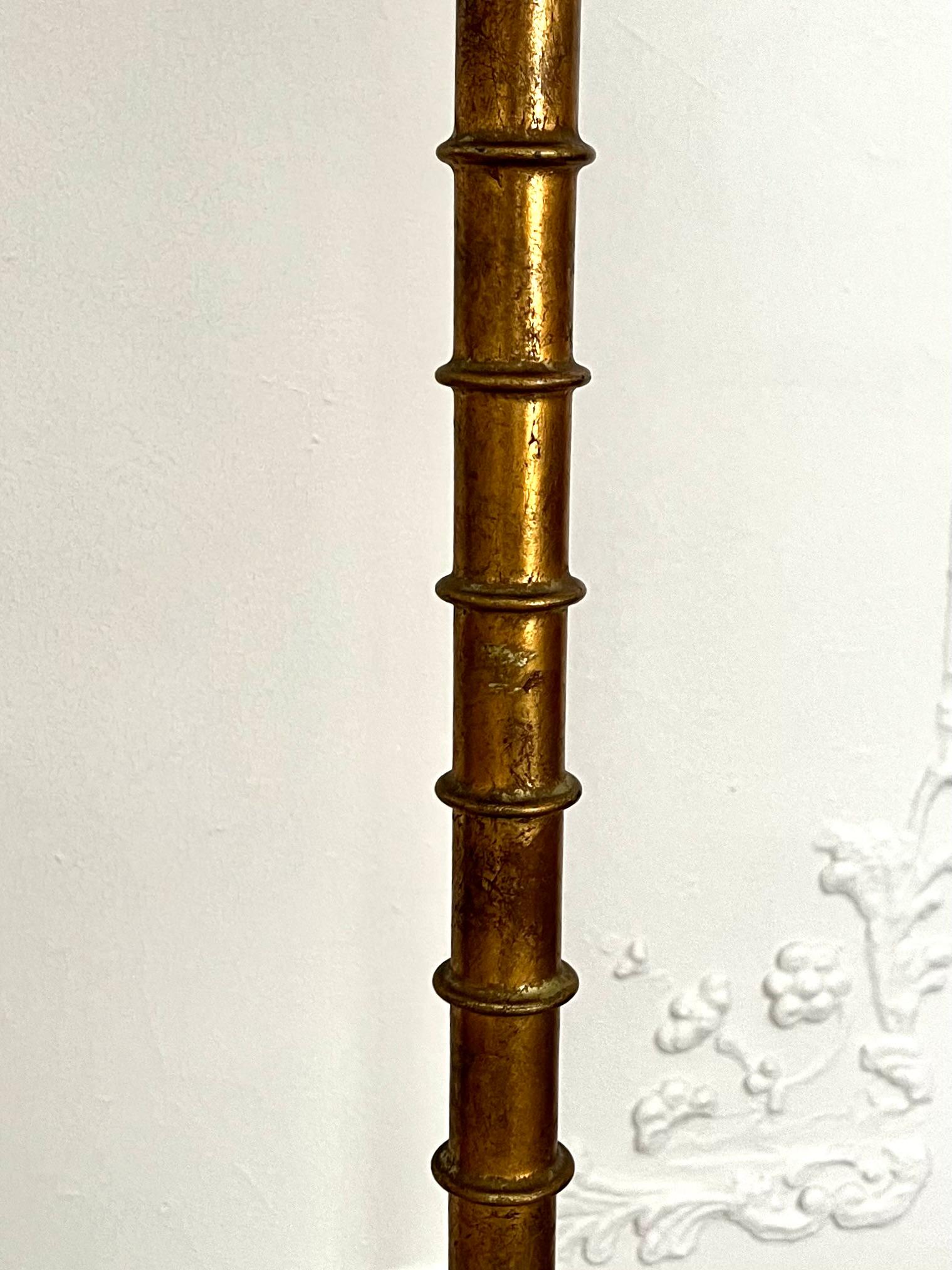 20th Century Warren Kessler Brass Hollywood Regency Bamboo and Palm Floor Lamp