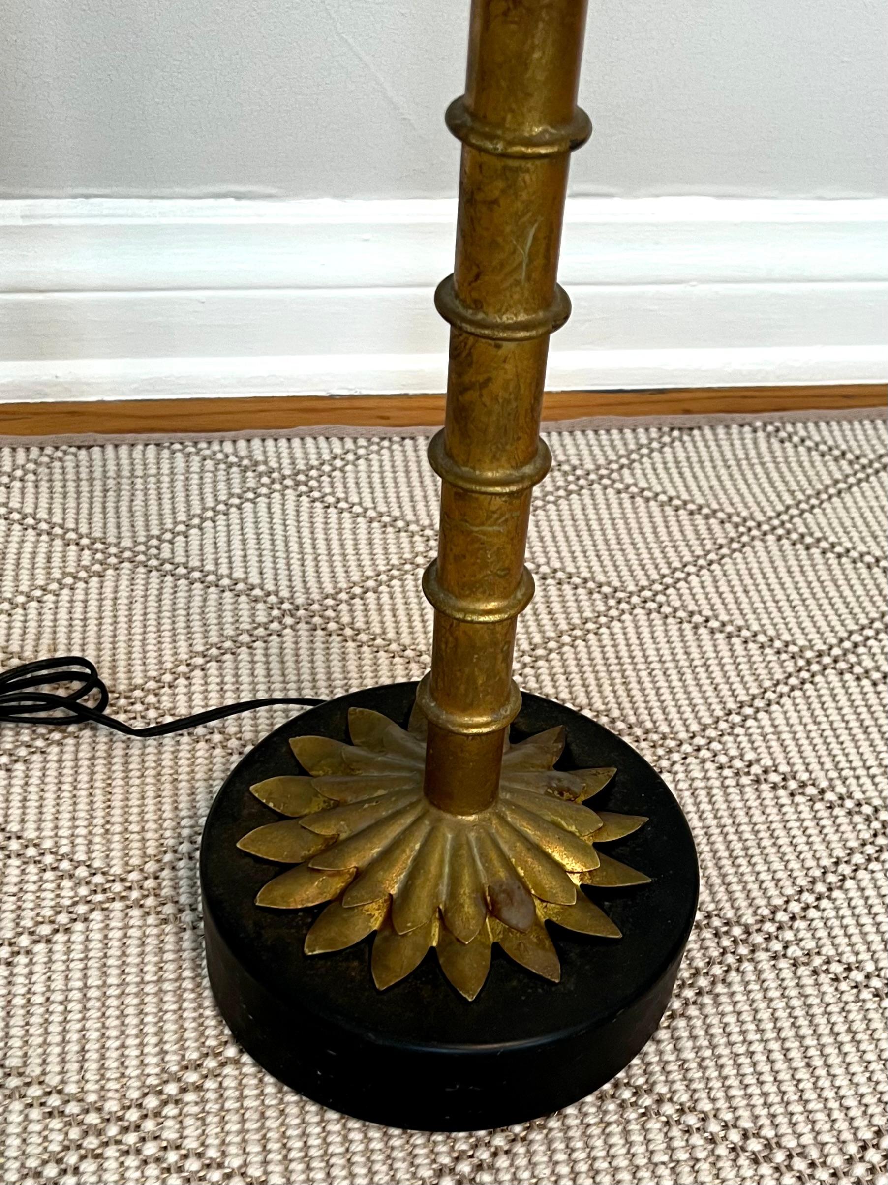 Warren Kessler Brass Hollywood Regency Bamboo and Palm Floor Lamp 1