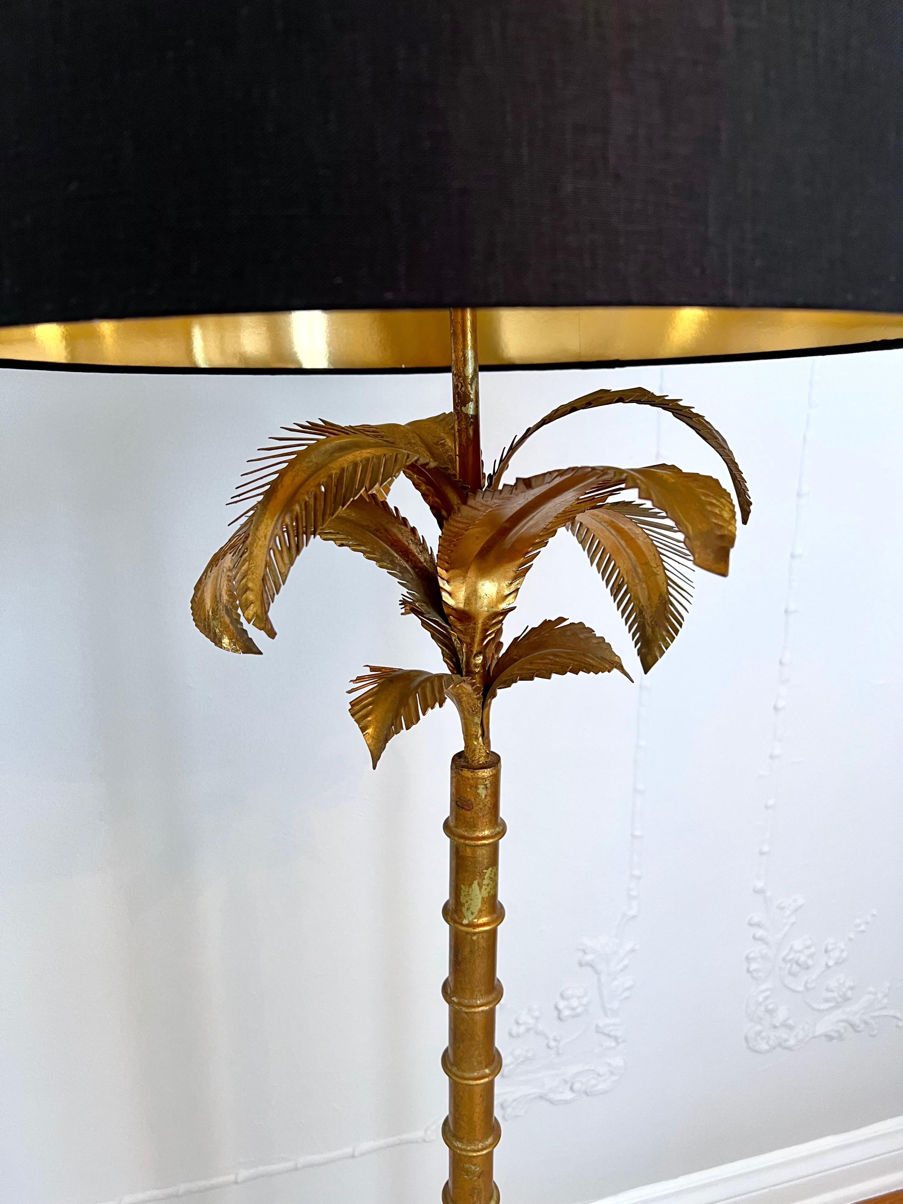 Warren Kessler Brass Hollywood Regency Bamboo and Palm Floor Lamp 2