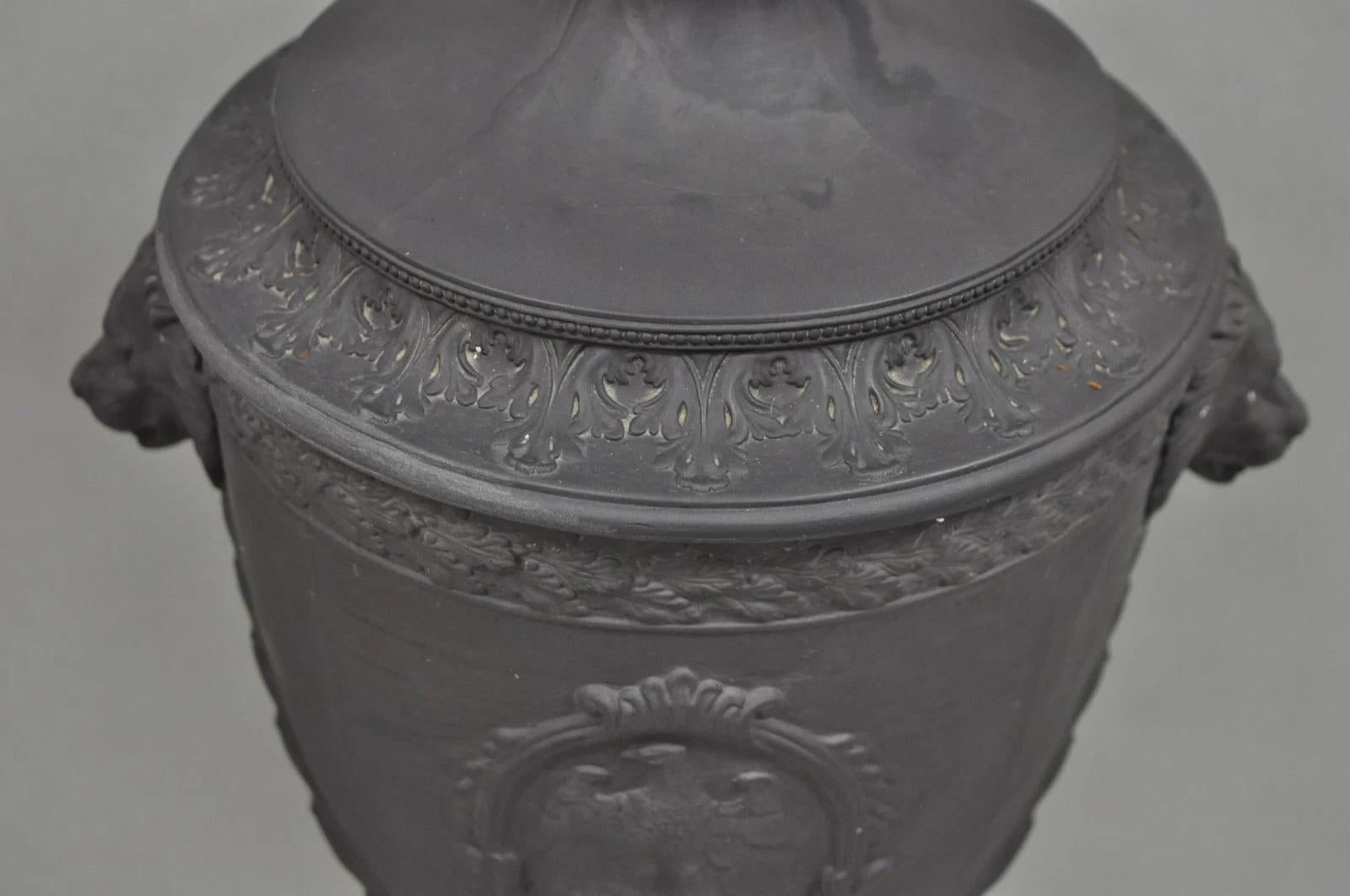 Warren Kessler French Neoclassical Empire Black Basalt Large Urn Table Lamp For Sale 7