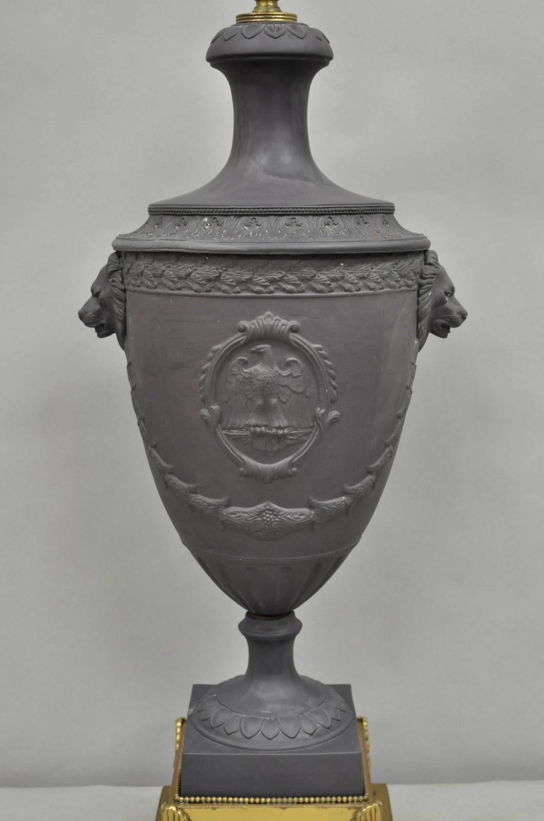 Unknown Warren Kessler French Neoclassical Empire Black Basalt Large Urn Table Lamp For Sale
