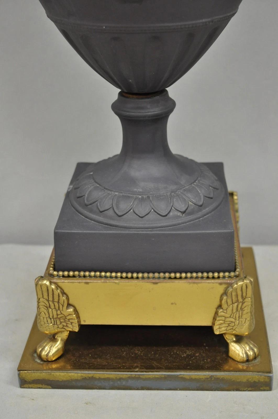 Warren Kessler French Neoclassical Empire Black Basalt Large Urn Table Lamp For Sale 2