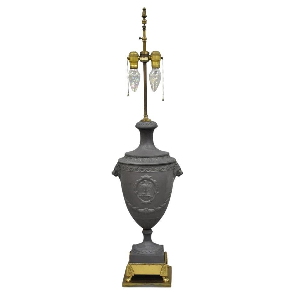 Warren Kessler French Neoclassical Empire Black Basalt Large Urn Table Lamp