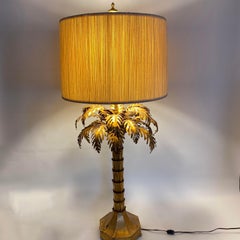 Warren Kessler Gilded Palm Tree Table Lamp With String Shade