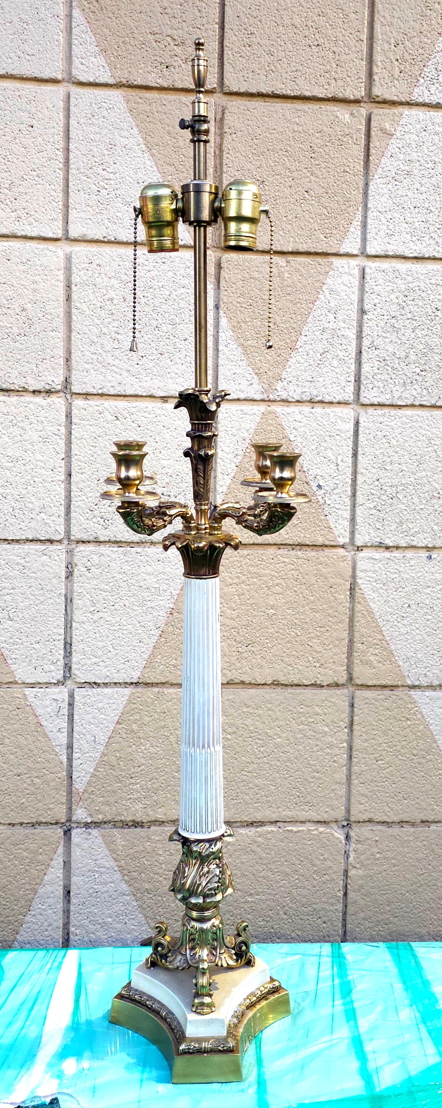Mid Century Warren Kessler Large Columnar Candelabra Table Lamp. Heavy. Brass and Metal
Measures 10