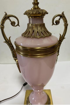 Warren Kessler Pink Glass & Bronze Table Lamp