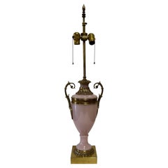 Warren Kessler Pink Glass & Bronze Table Lamp