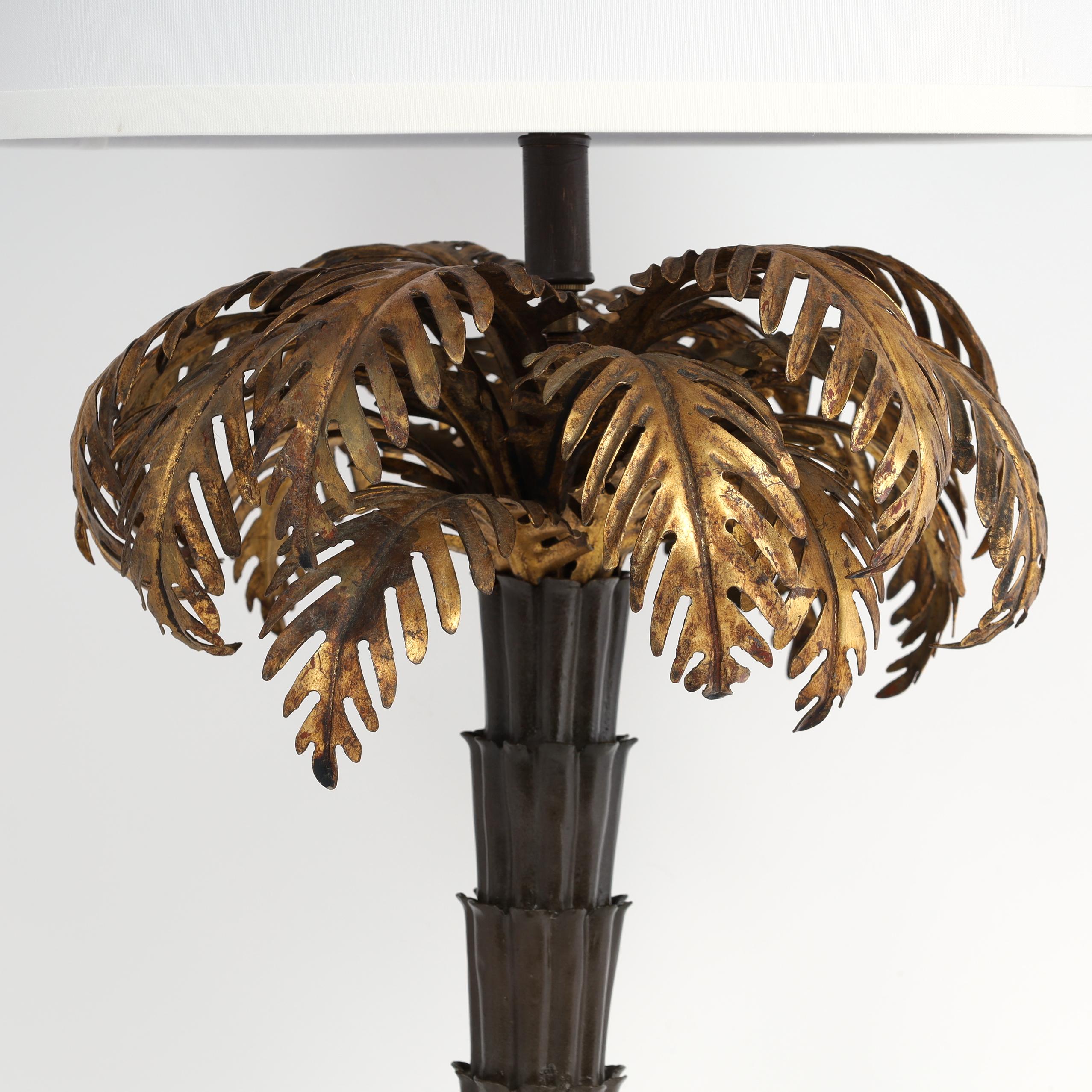 Metal Warren Kessler Vintage Pair of Palm Tree Table Lamps For Sale