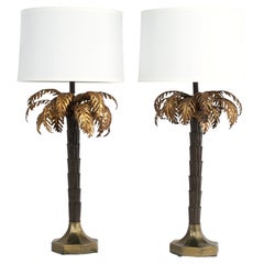 Warren Kessler Vintage Pair of Palm Tree Table Lamps