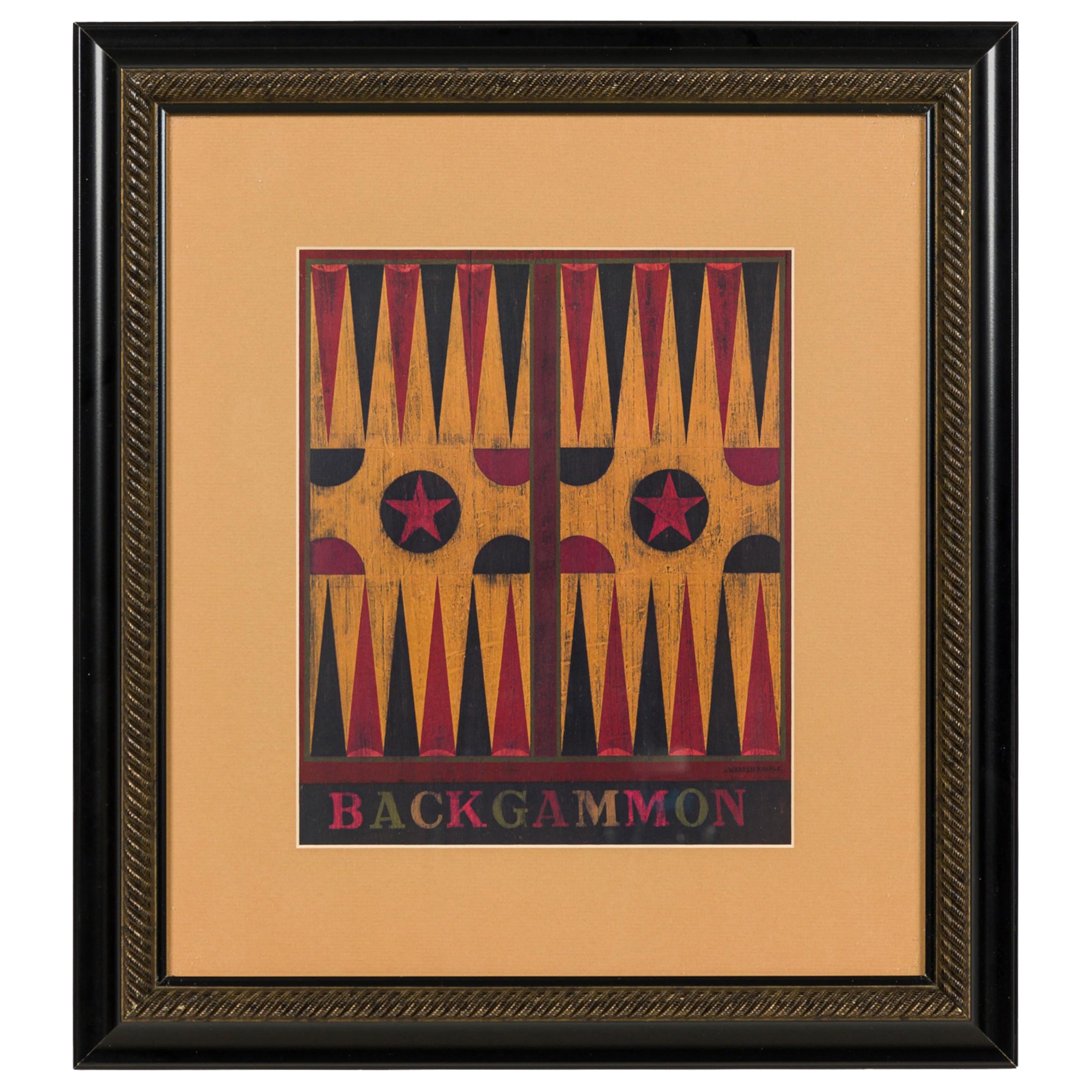Warren Kimble American Contemporary Backgammon in Black Frame