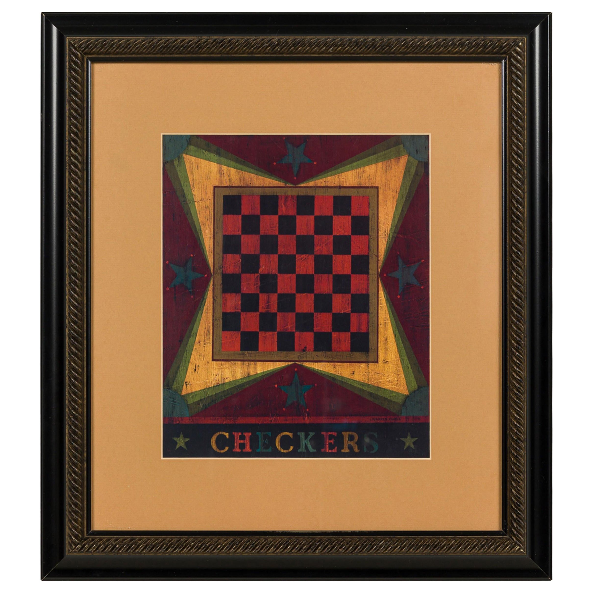 Warren Kimble American Contemporary Checker Board in Black Frame
