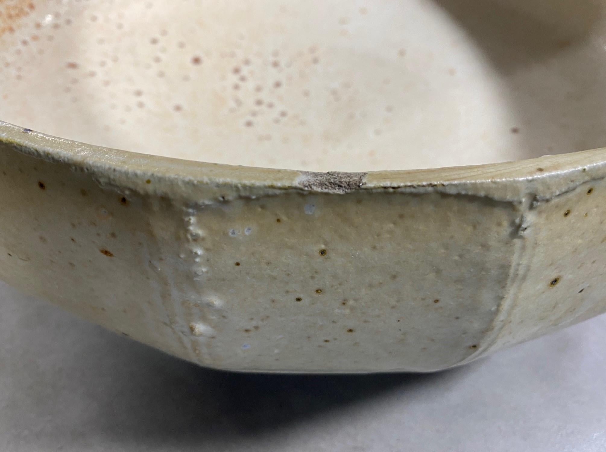 Warren MacKenzie Double Signed Monumental Studio Pottery Shino Glazed Bowl 1