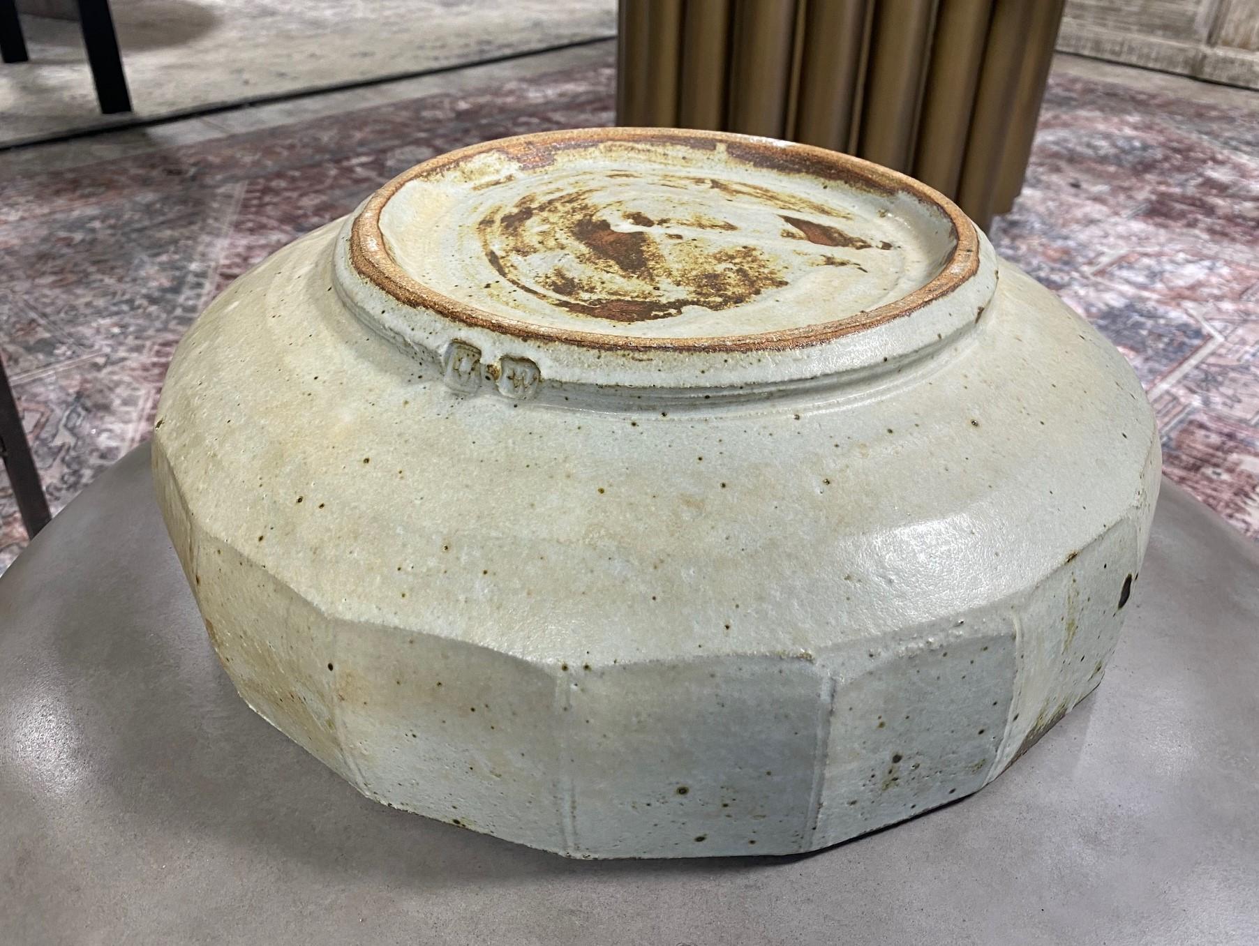 Warren MacKenzie Double Signed Monumental Studio Pottery Shino Glazed Bowl 3
