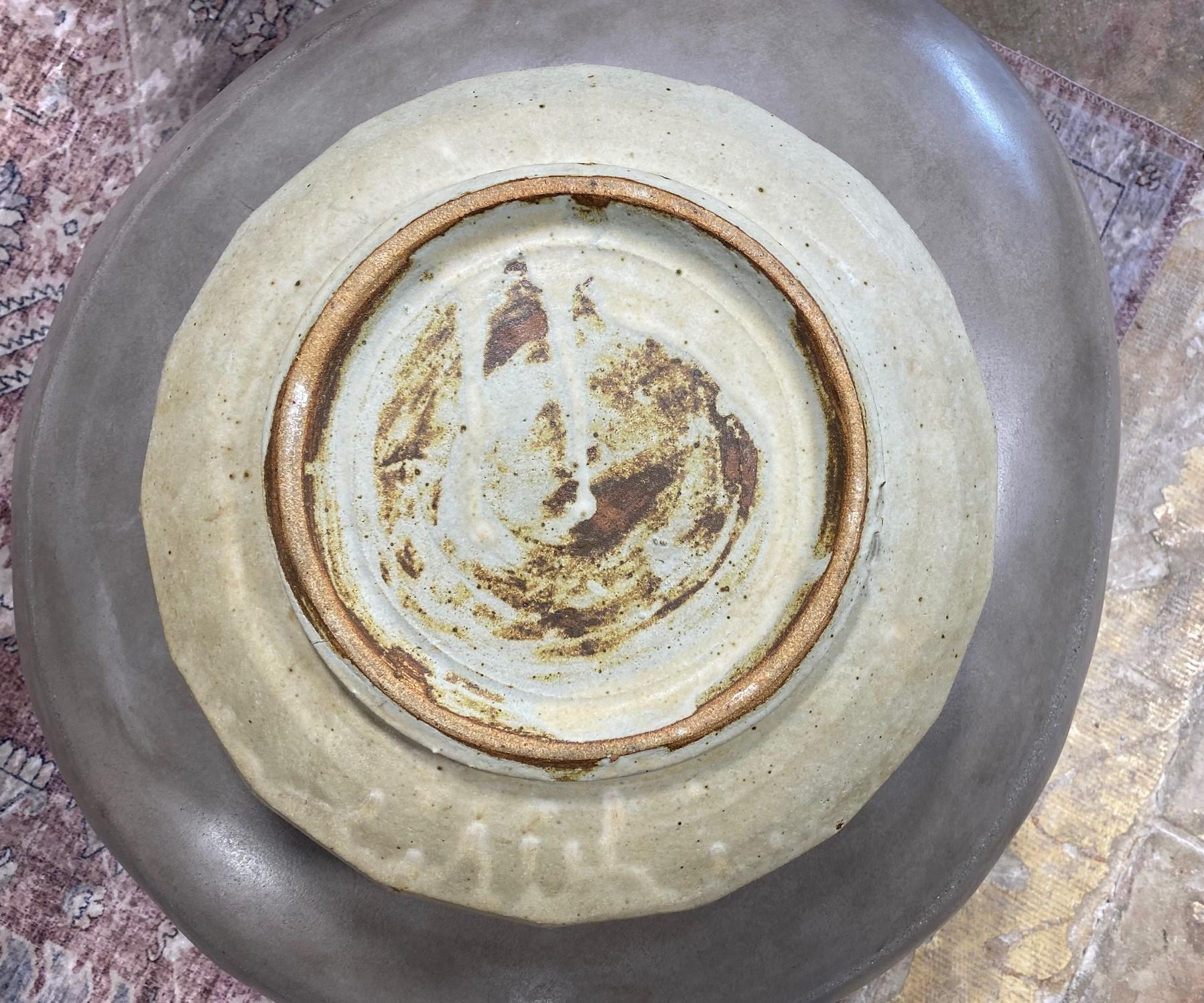 Warren MacKenzie Double Signed Monumental Studio Pottery Shino Glazed Bowl 5