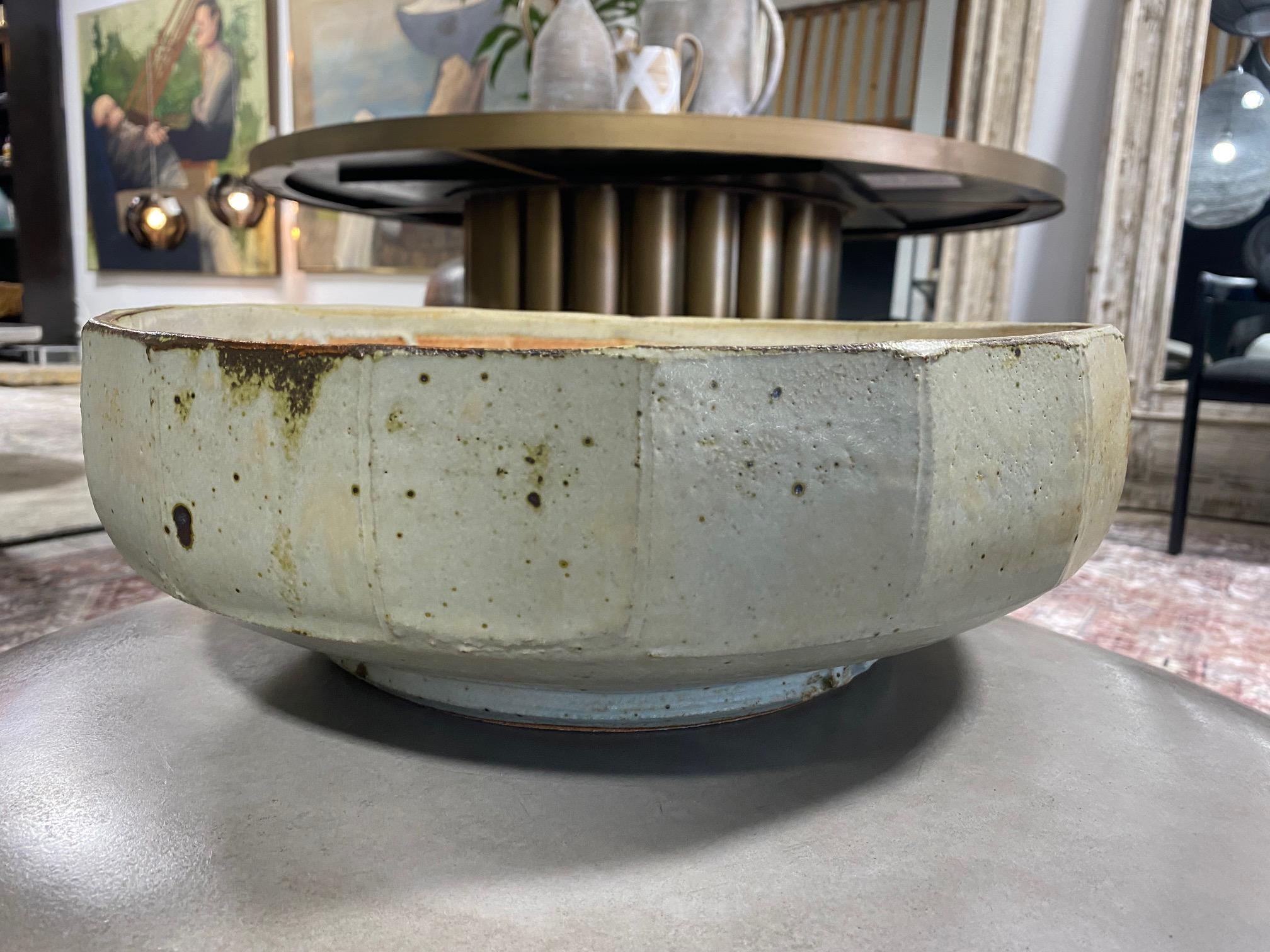 Modern Warren MacKenzie Double Signed Monumental Studio Pottery Shino Glazed Bowl
