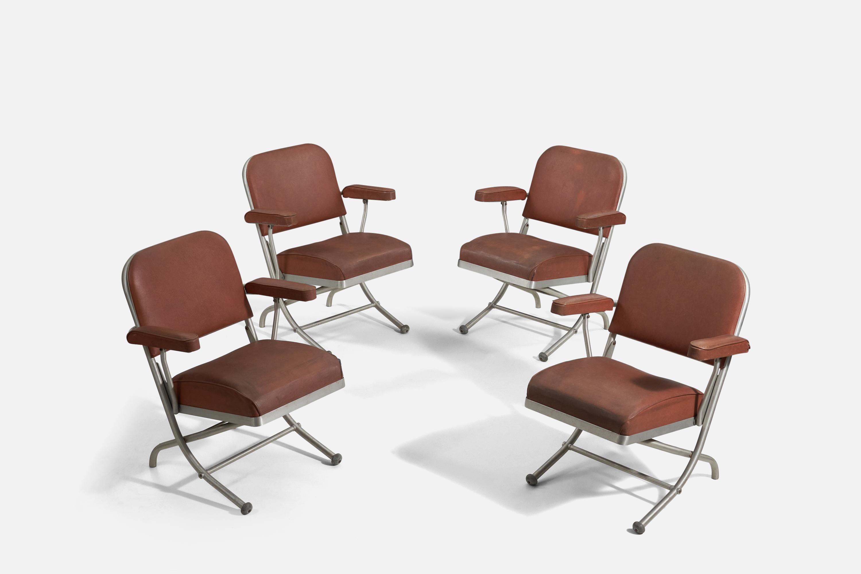 A set of steel and vinyl chairs, created by Warren McArthur, United States, 1930s.