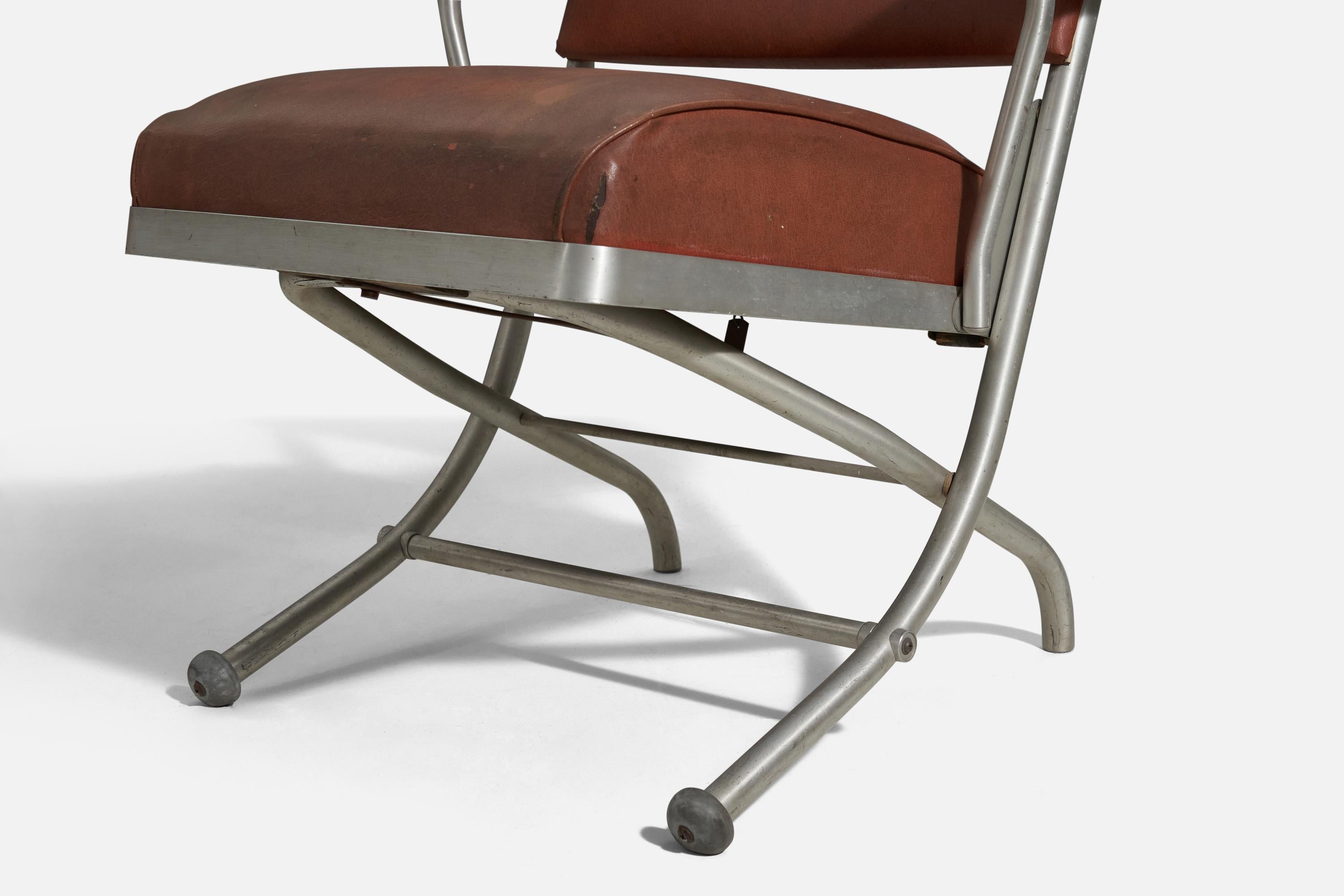 Mid-20th Century Warren McArthur, Arm Chairs, Steel, Vinyl, United States, 1930s For Sale