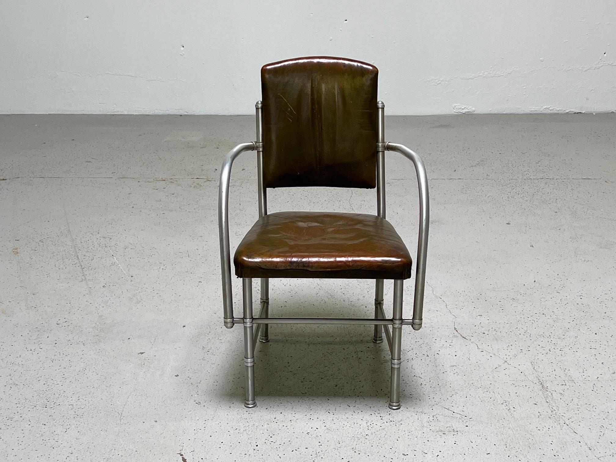 Mid-20th Century Warren McArthur Armchair in Original Leather For Sale