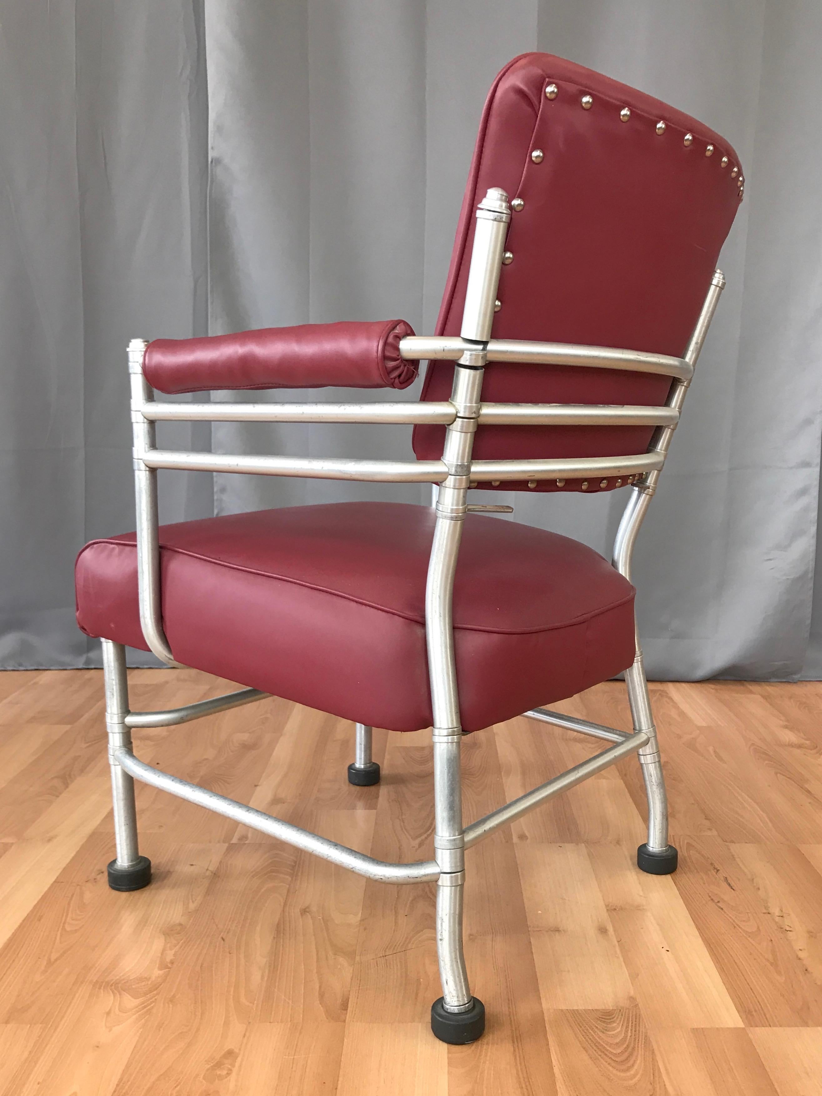 Milieu du XXe siècle Fauteuil Art Déco Warren McArthur en aluminium, années 1930 en vente