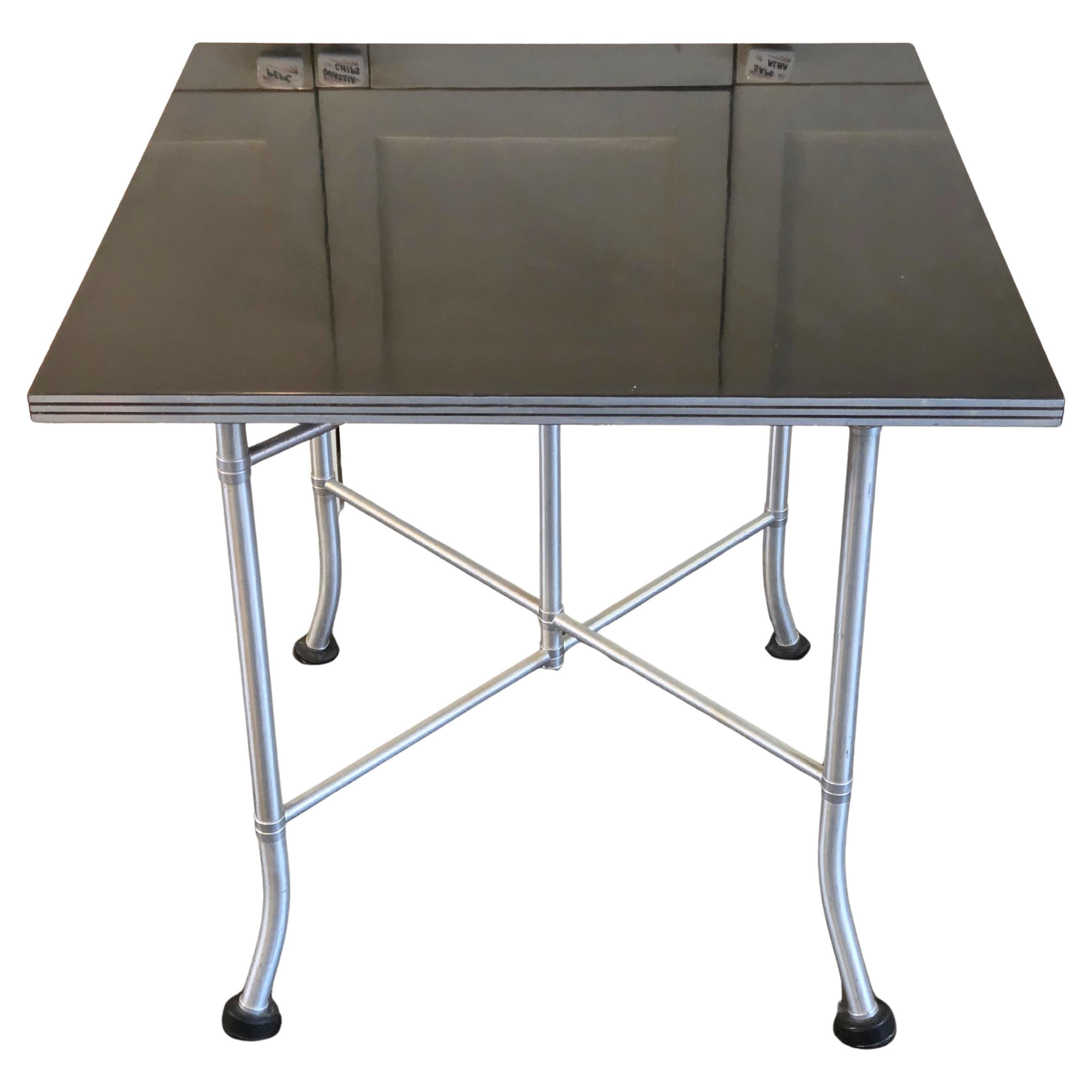 Warren McArthur Card Table 30" Formica Top Double-X Base Splayed Legs c. 1938 For Sale