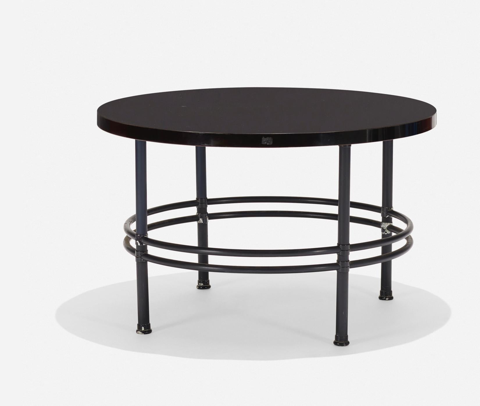 Art Deco Warren McArthur Streamline Modern Aluminum Black Coffee Table Model 1559-s 1930s For Sale
