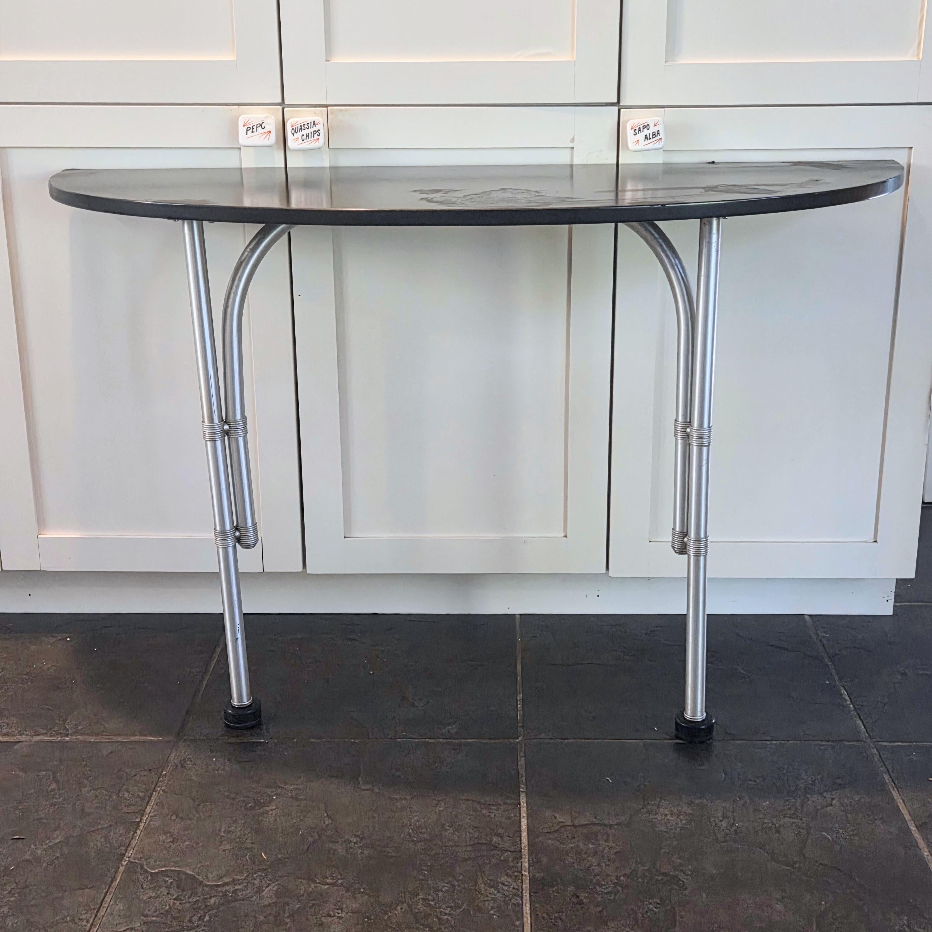 Machine Age Warren McArthur Demi-Lune Console Table, Anodized Aluminum, c. 1935 For Sale