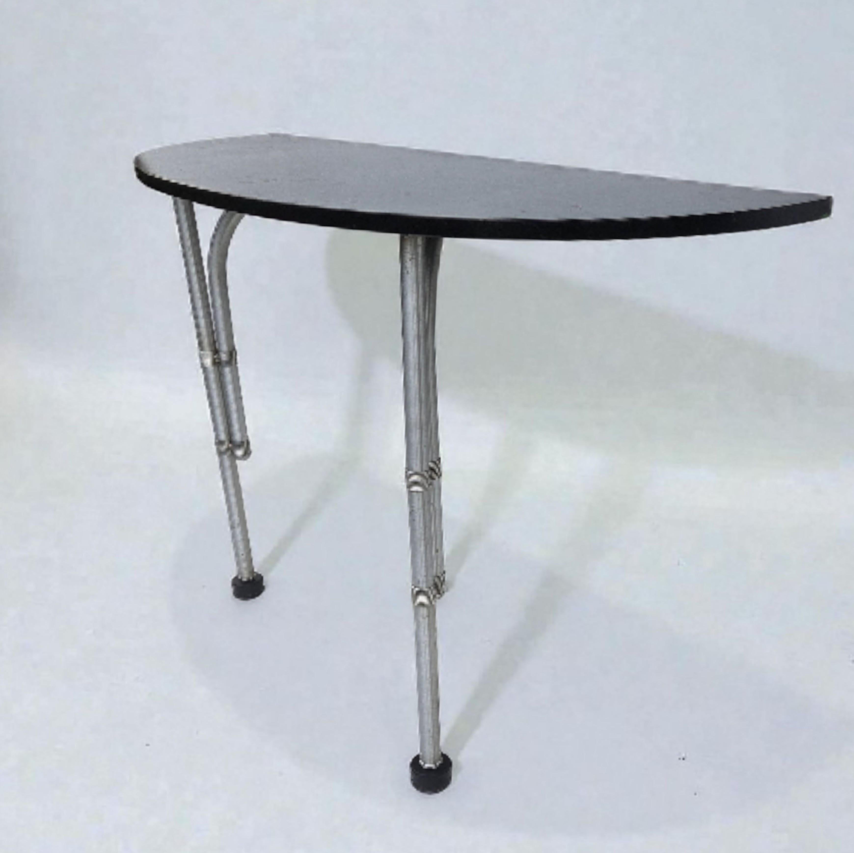 Warren McArthur Demi-Lune Console Table, Anodized Aluminum, c. 1935 In Good Condition For Sale In Camden, ME