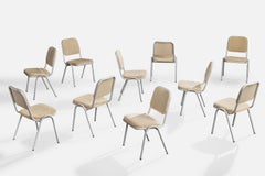 Warren McArthur, chaises de salle à manger, aluminium, tissu, États-Unis, 1955