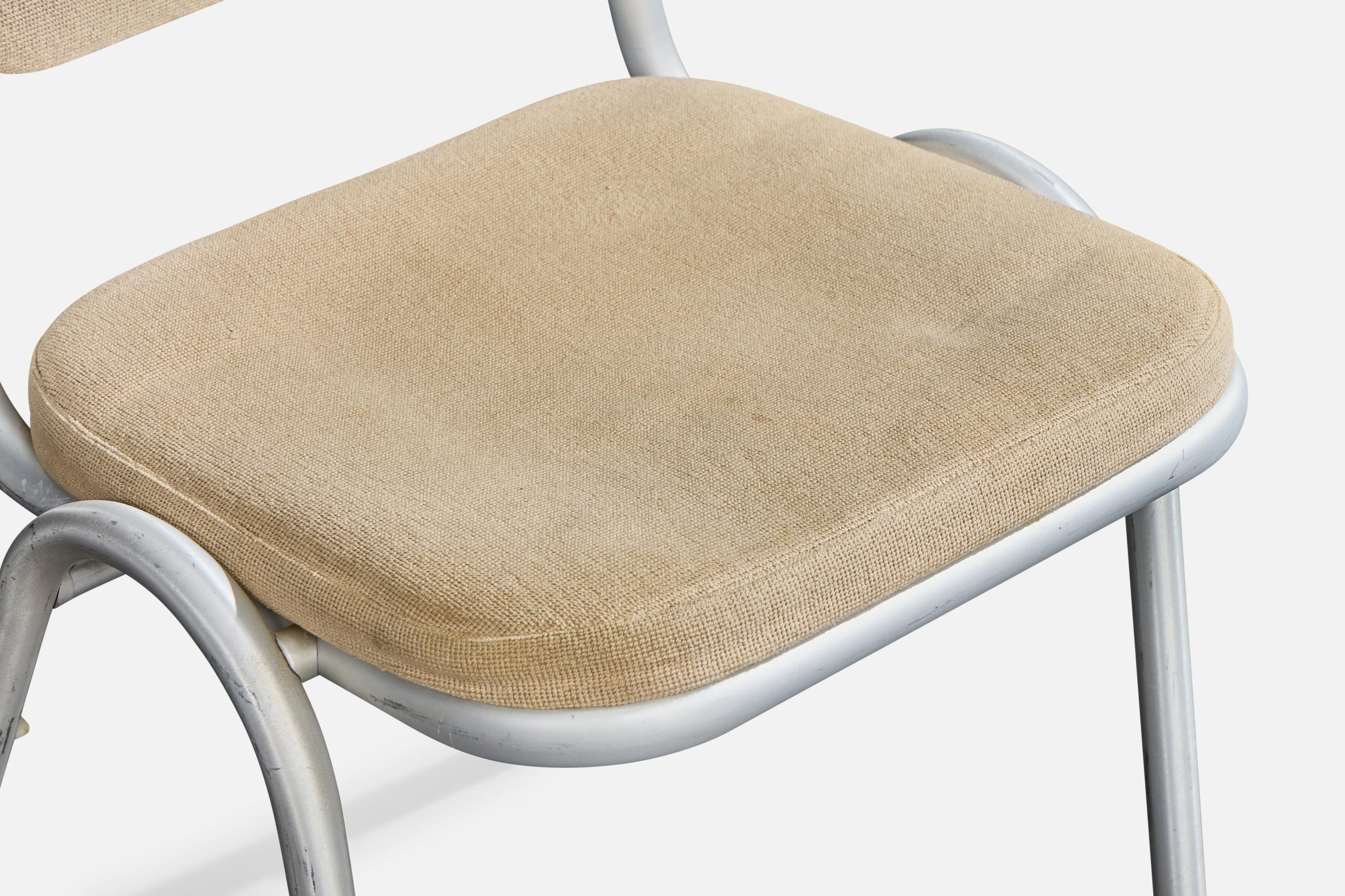 Mid-Century Modern Warren McArthur, chaises de salle à manger, aluminium, tissu, États-Unis, 1955 en vente