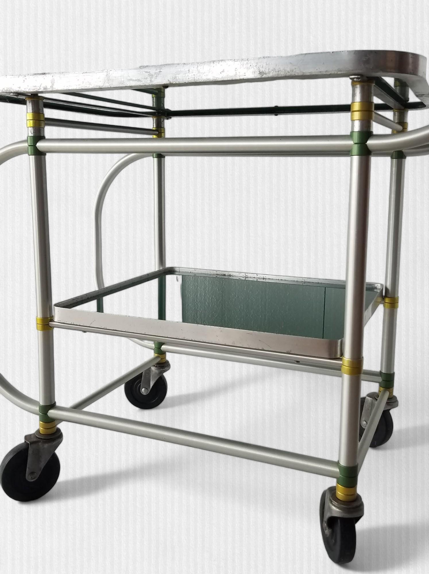 Warren McArthur Rolling Cart Yellow and Green Anodized Rings, circa 1938 For Sale 4