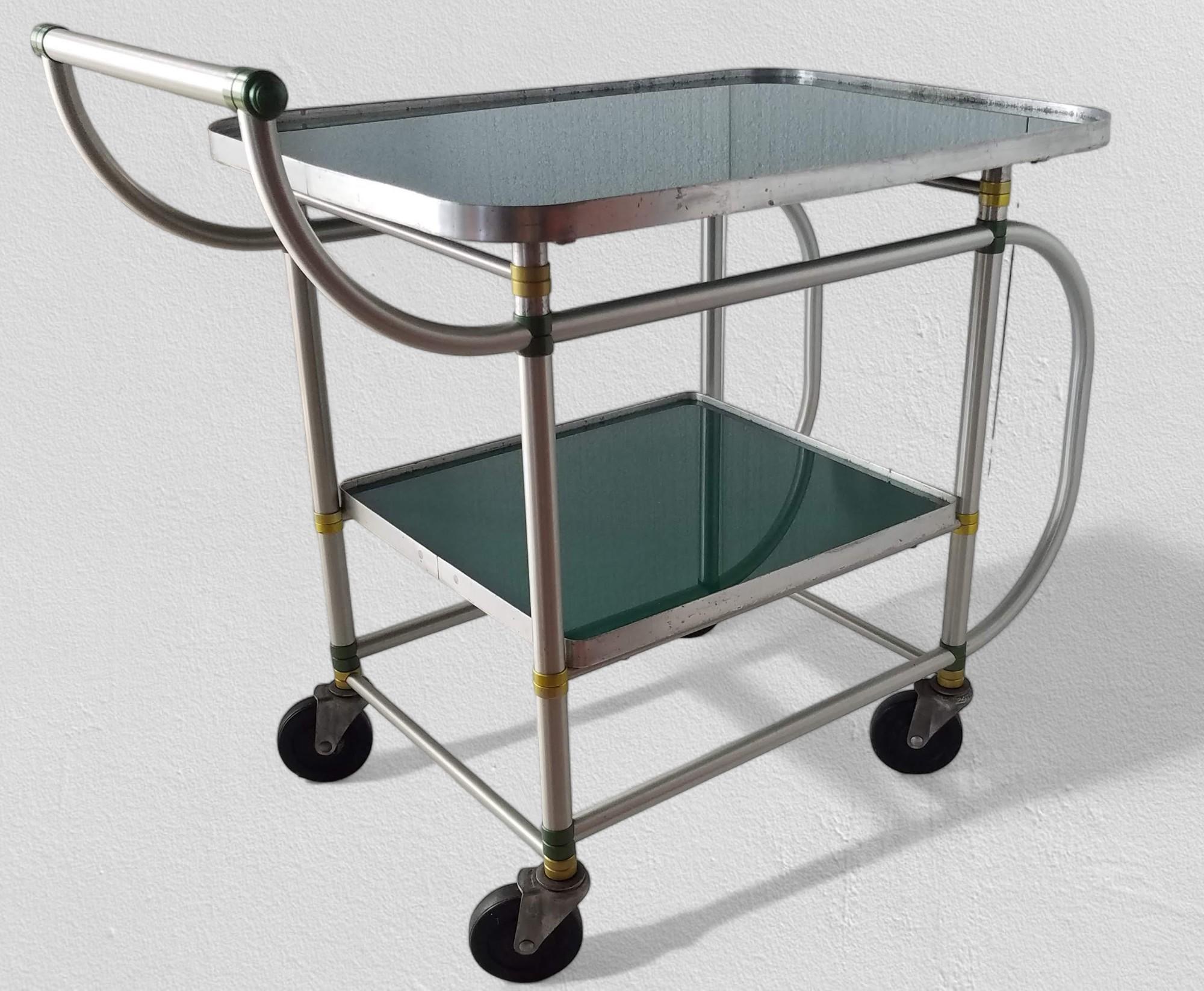 Warren McArthur Rolling Cart Yellow and Green Anodized Rings, circa 1938 For Sale 2