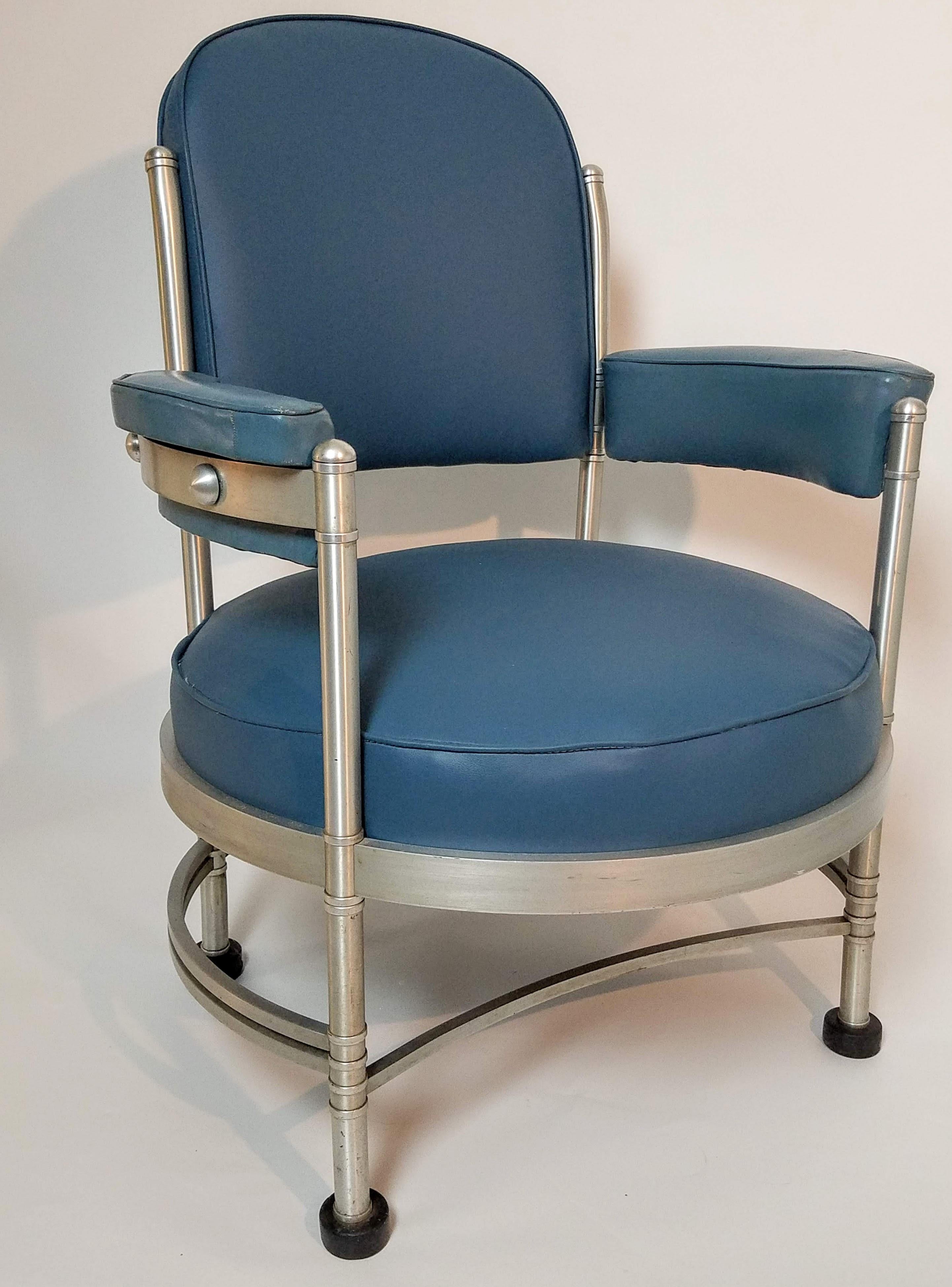 Art Deco Warren McArthur Round Desk Chair Style No. 1083 AU Rome New York 1935/36 For Sale