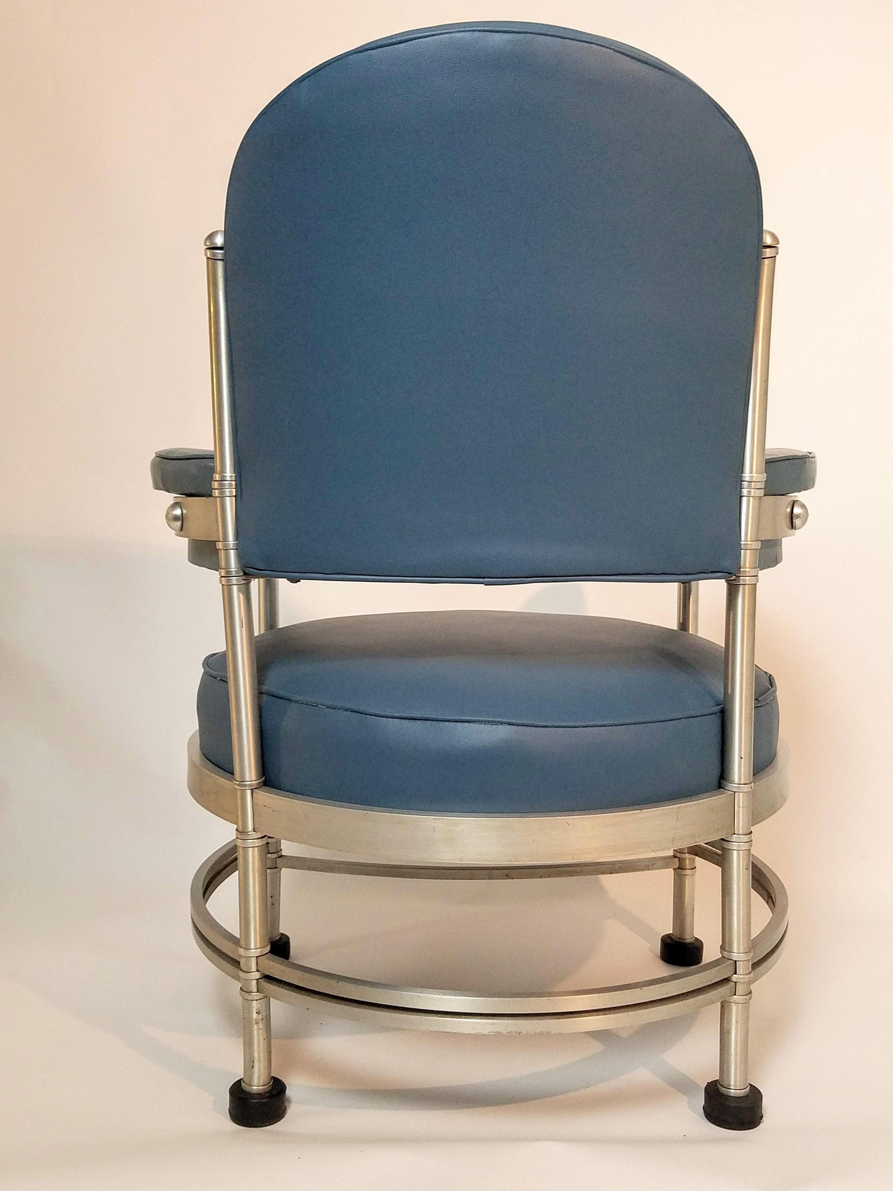 Anodized Warren McArthur Round Desk Chair Style No. 1083 AU Rome New York 1935/36 For Sale
