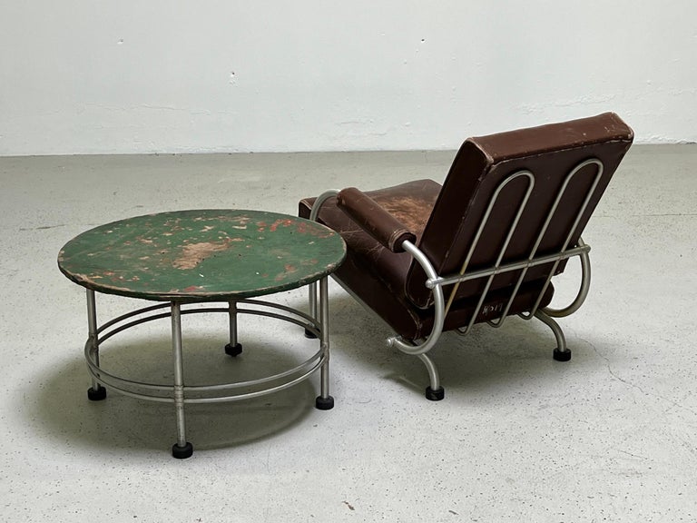Mid-20th Century Warren McArthur Side Table with Patinated Top For Sale