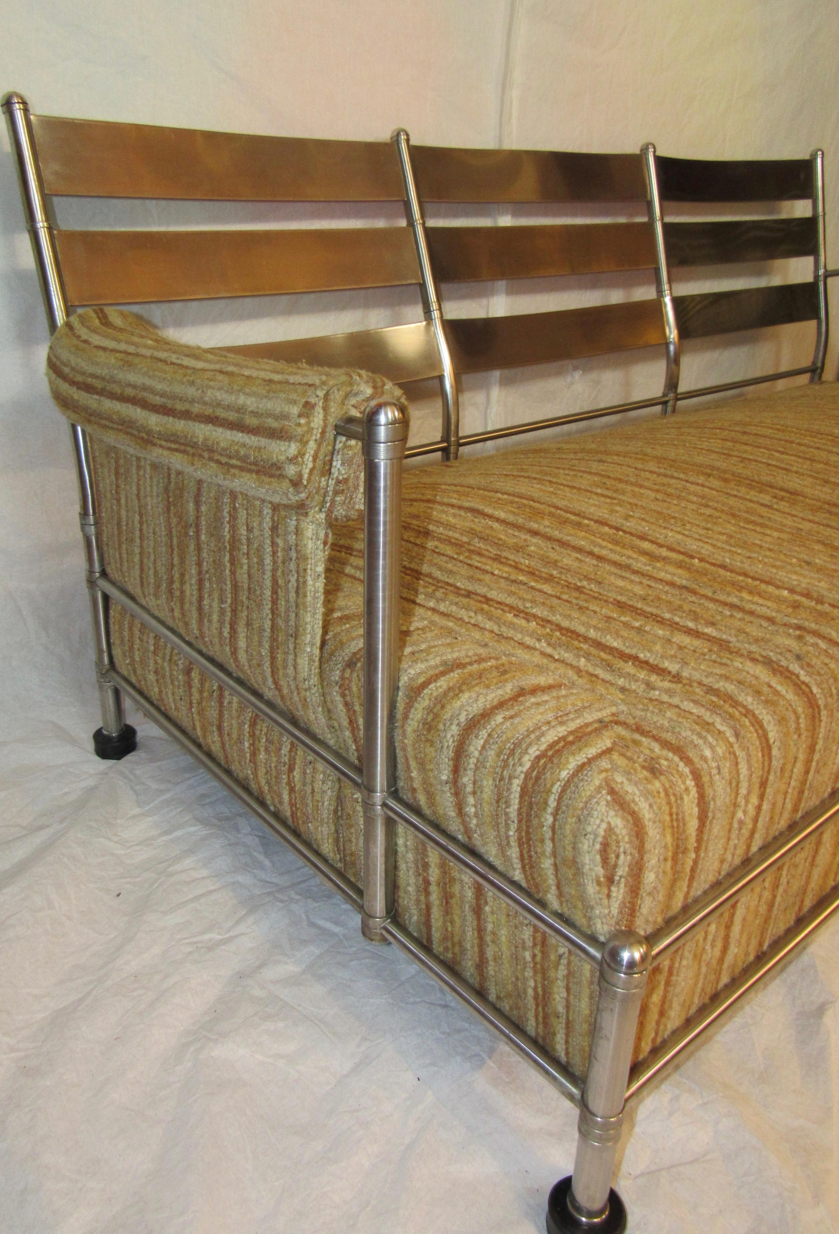 Mid-20th Century Warren McArthur Sofa Stainless Steel Slat Back 1935-1936 Rare