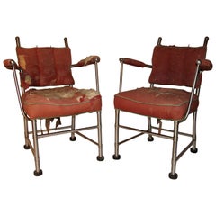 Vintage Warren McArthur Stainless Steel Armchairs Style No. 1130 Au 1935/36 Unique Pair