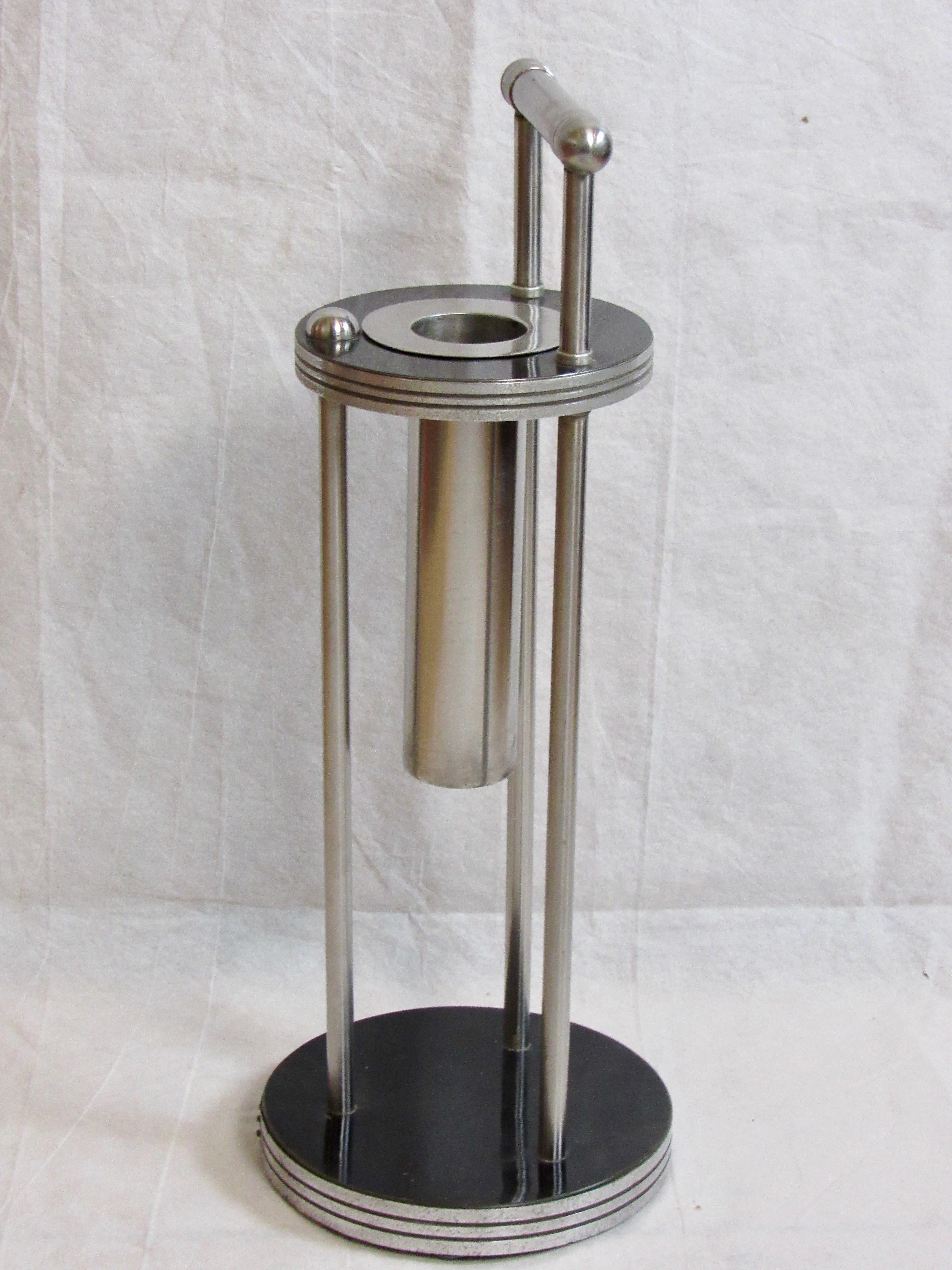 American Warren McArthur Stainless Steel Smoking Stand, 1934-1935