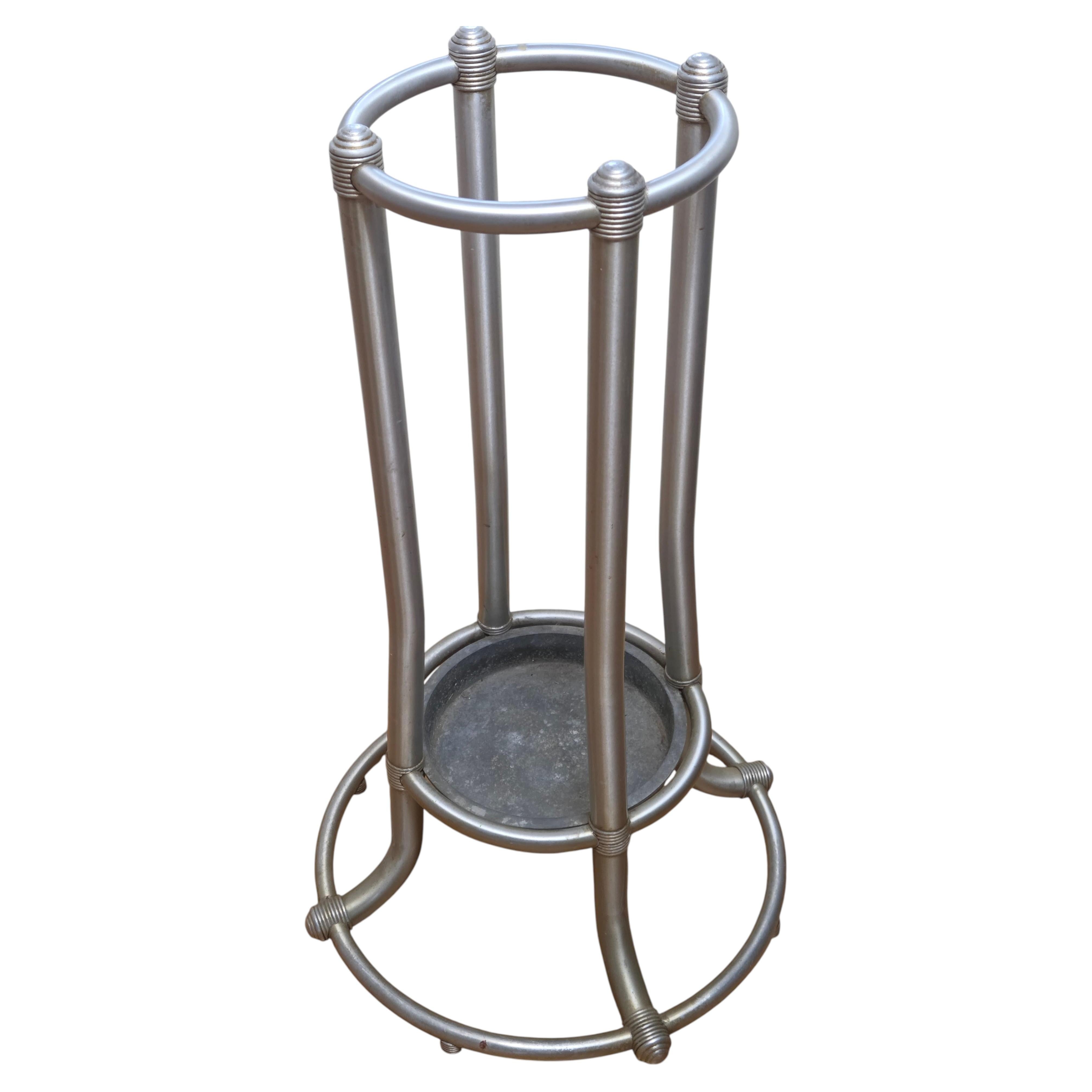 Warren McArthur Umbrella Stand Rome NY c. 1934 Pat. Applied For Anodic Aluminum
