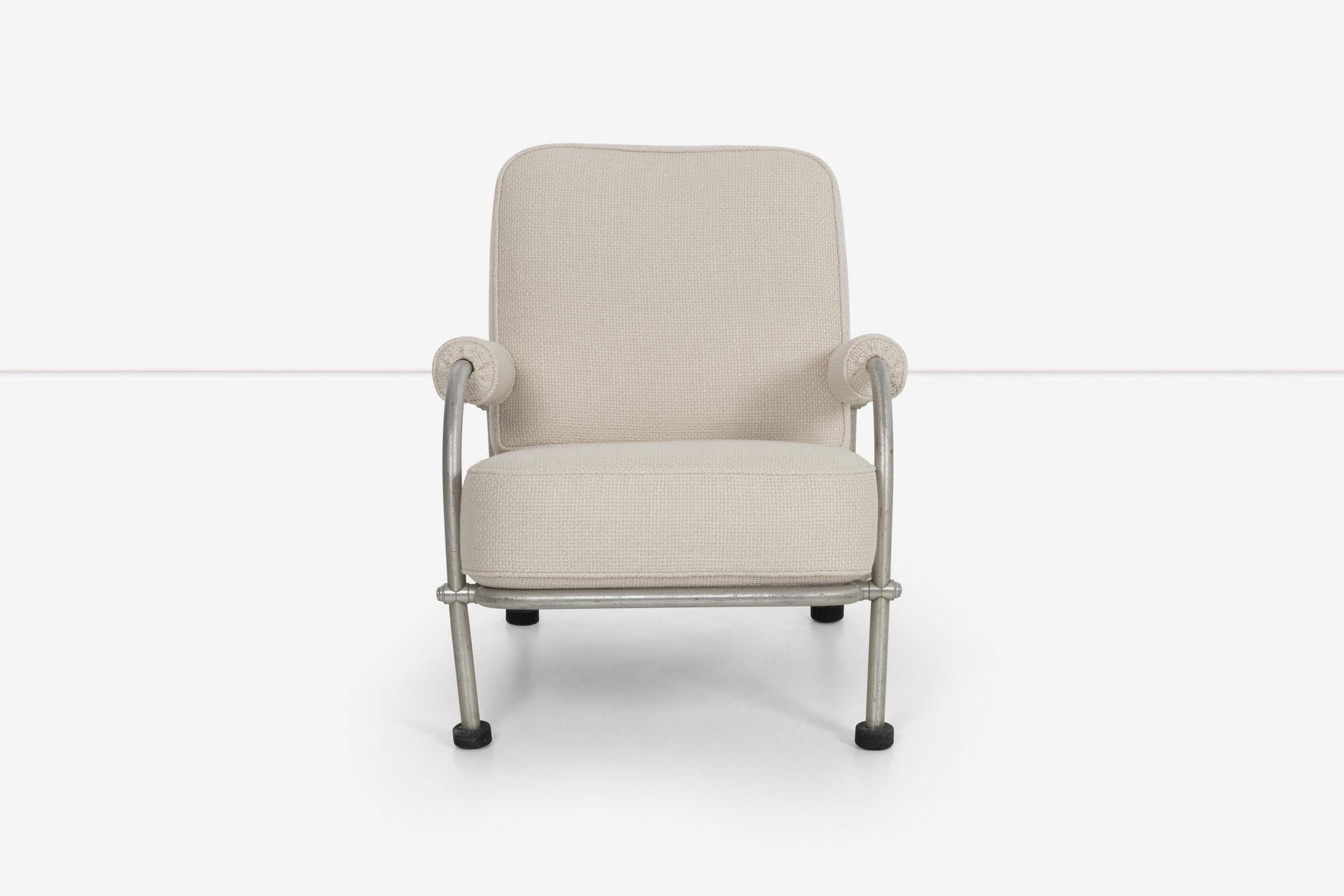 Warren McArthur Lounge-Stühle von Warren McArthur Corporation
Gestell aus Aluminium, Polsterung Great Plains aus gewebter Wolle, Gummifüße
Abmessungen:
31 