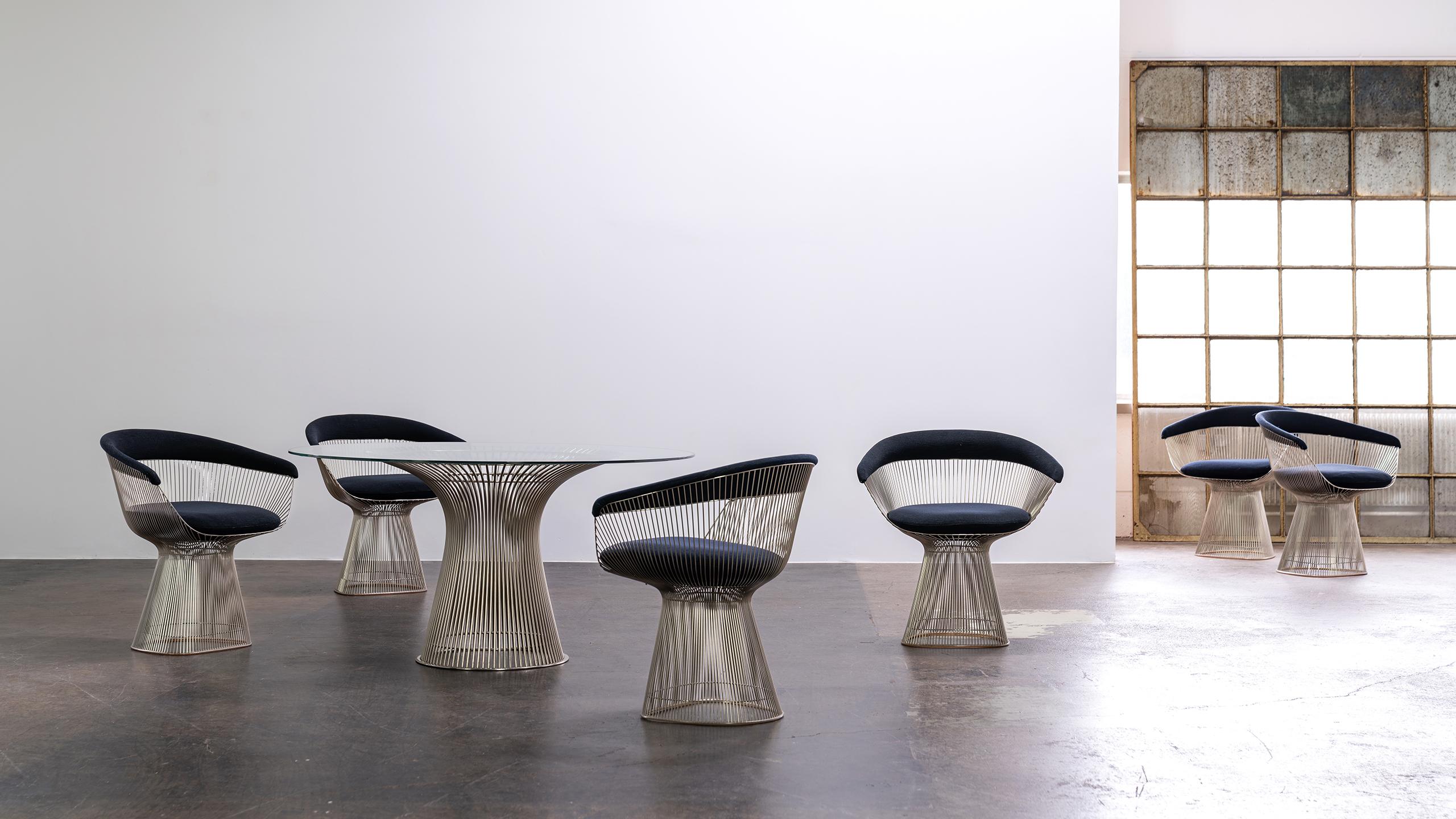 Mid-Century Modern Warren Platner 6x Wire Dining Group Chair & Table 1966 for Knoll International For Sale
