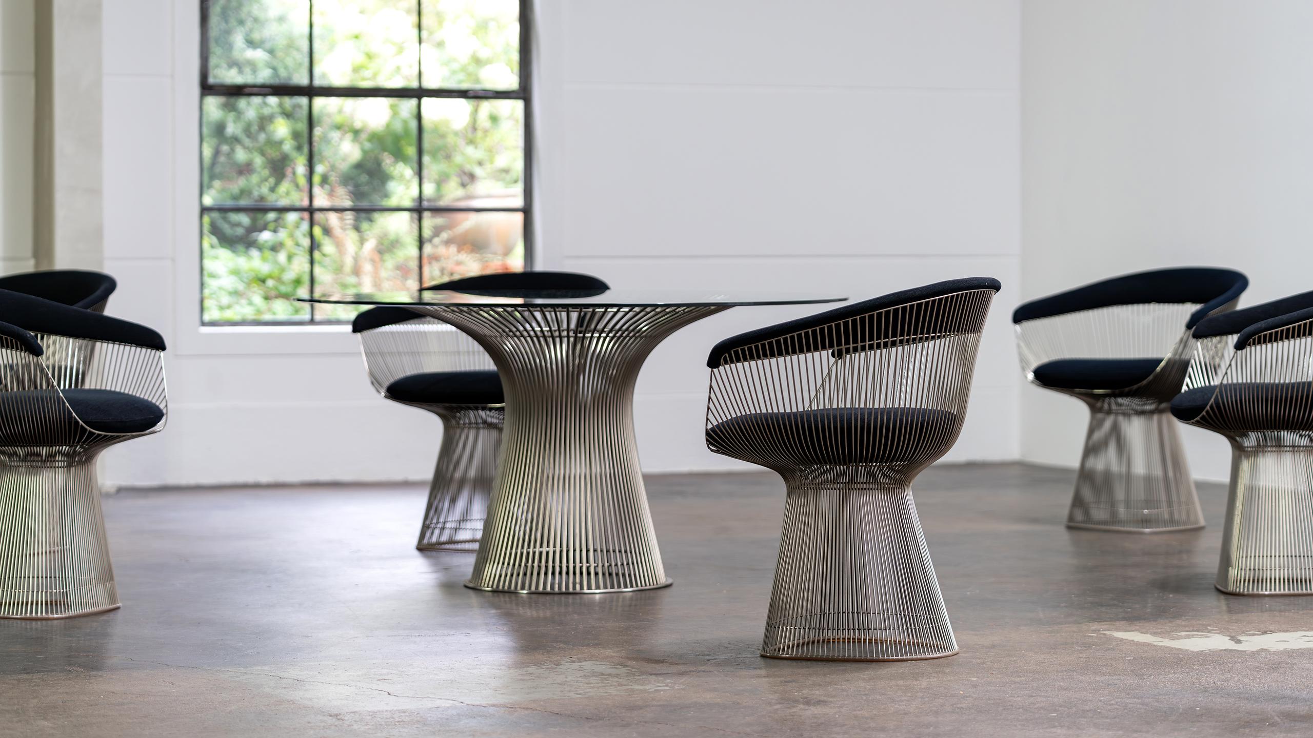 German Warren Platner 6x Wire Dining Group Chair & Table 1966 for Knoll International For Sale